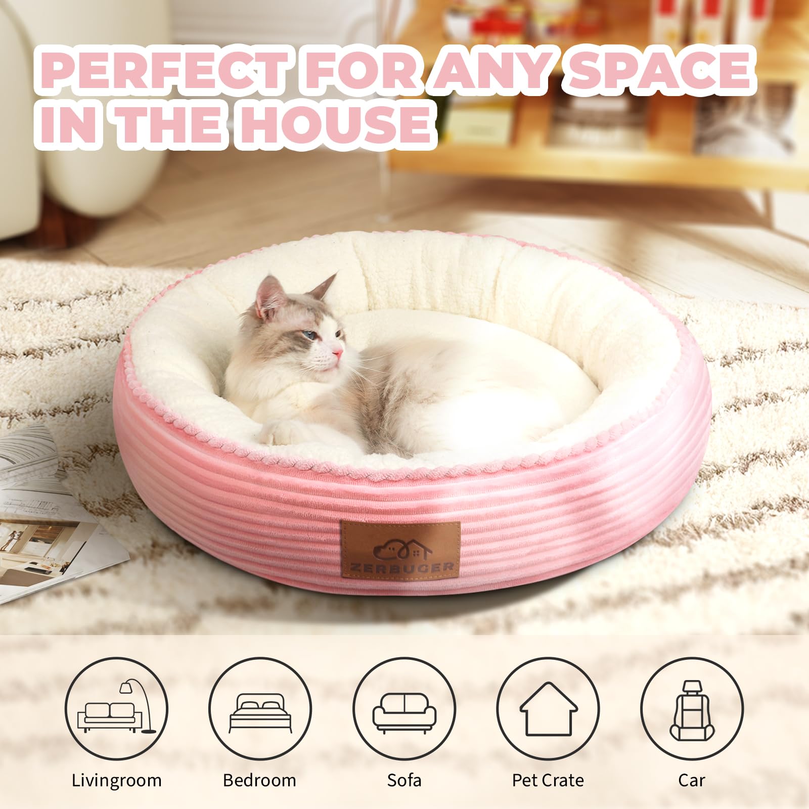 Camas para Gatos de Interior, Camas para Perros pequeños, Cama para Mascotas de Regalo para Cachorros y Gatitos, Extra Suave y Lavable a máquina, con Parte Inferior Antideslizante y Resistente al