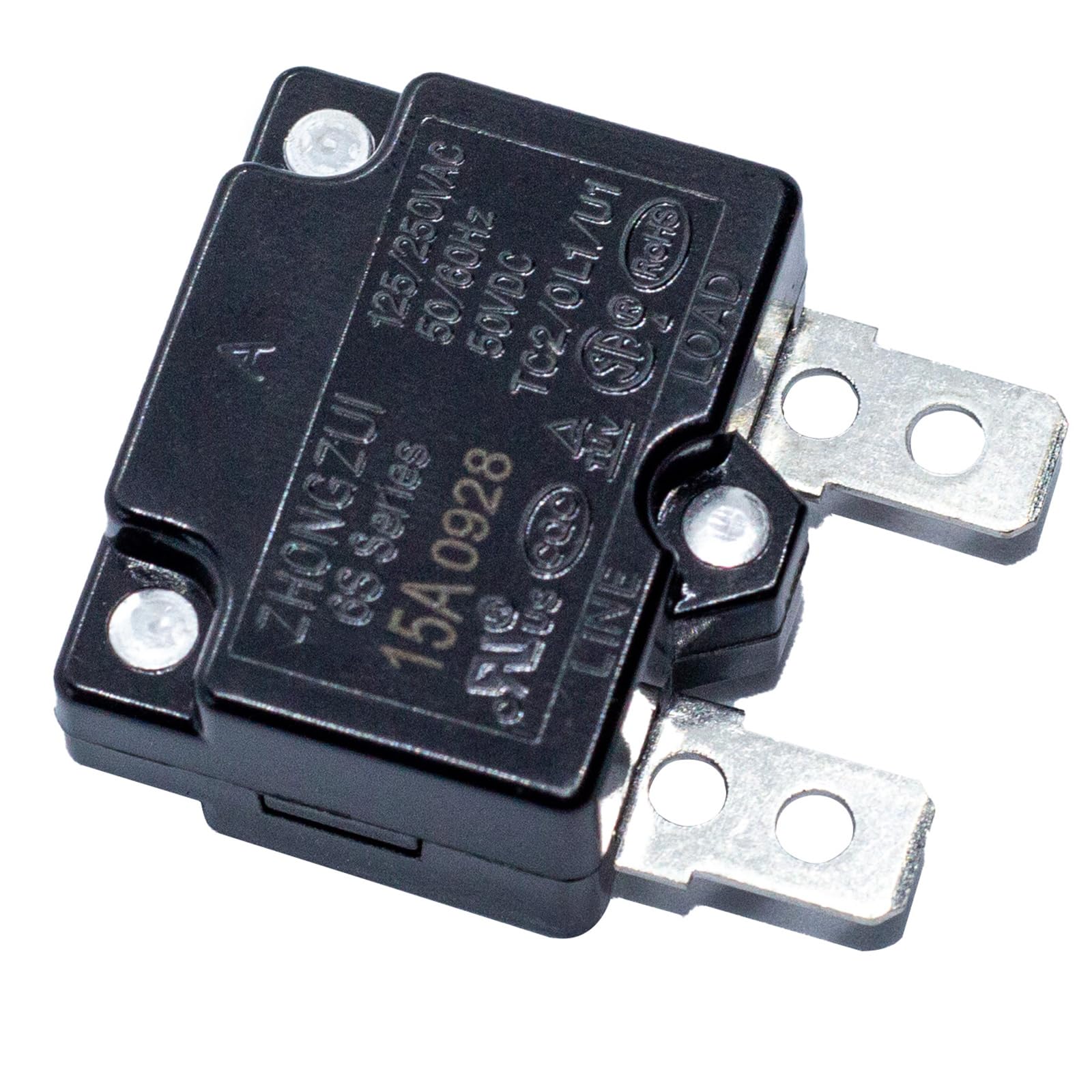 2Pcs 15A 125/250Vac 50Vdc Automatic Reset Relay 15amp Fuse Therma Switch Circuit Breaker Current Overload Protector Children Ride On Toy Car Accessories 12V Bumper car,SUV,Replacement Parts