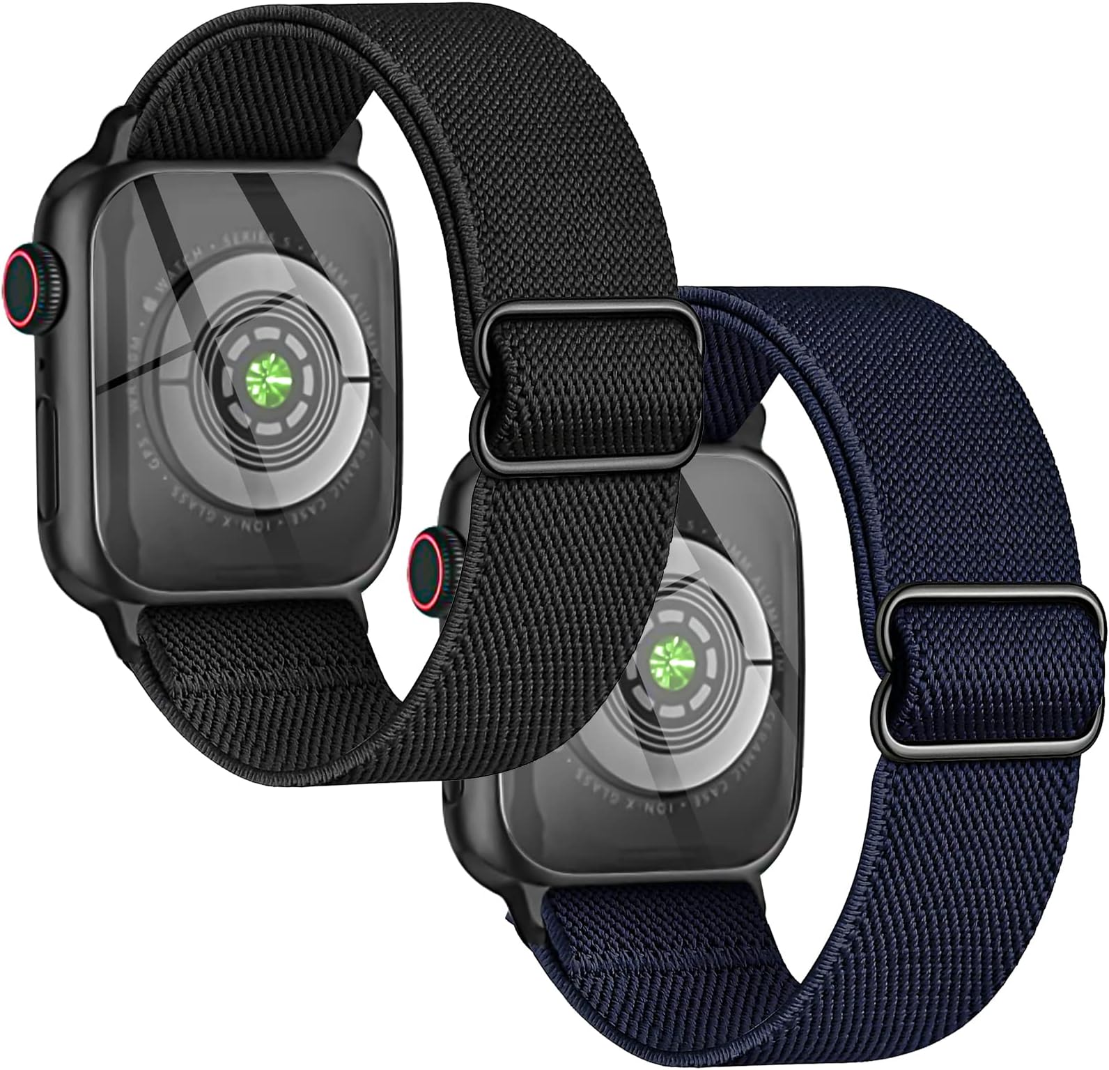 [2 Pack] Stretchy Nylon Strap Compatible with Kids Apple Watch Band, Replacement Bands for iWatch Ultra Series 9 8 7 6 5 4 3 SE SE2 38mm 40mm 41mm & 42mm 44mm 45mm 49mm for Boy Girl Small Wrist.