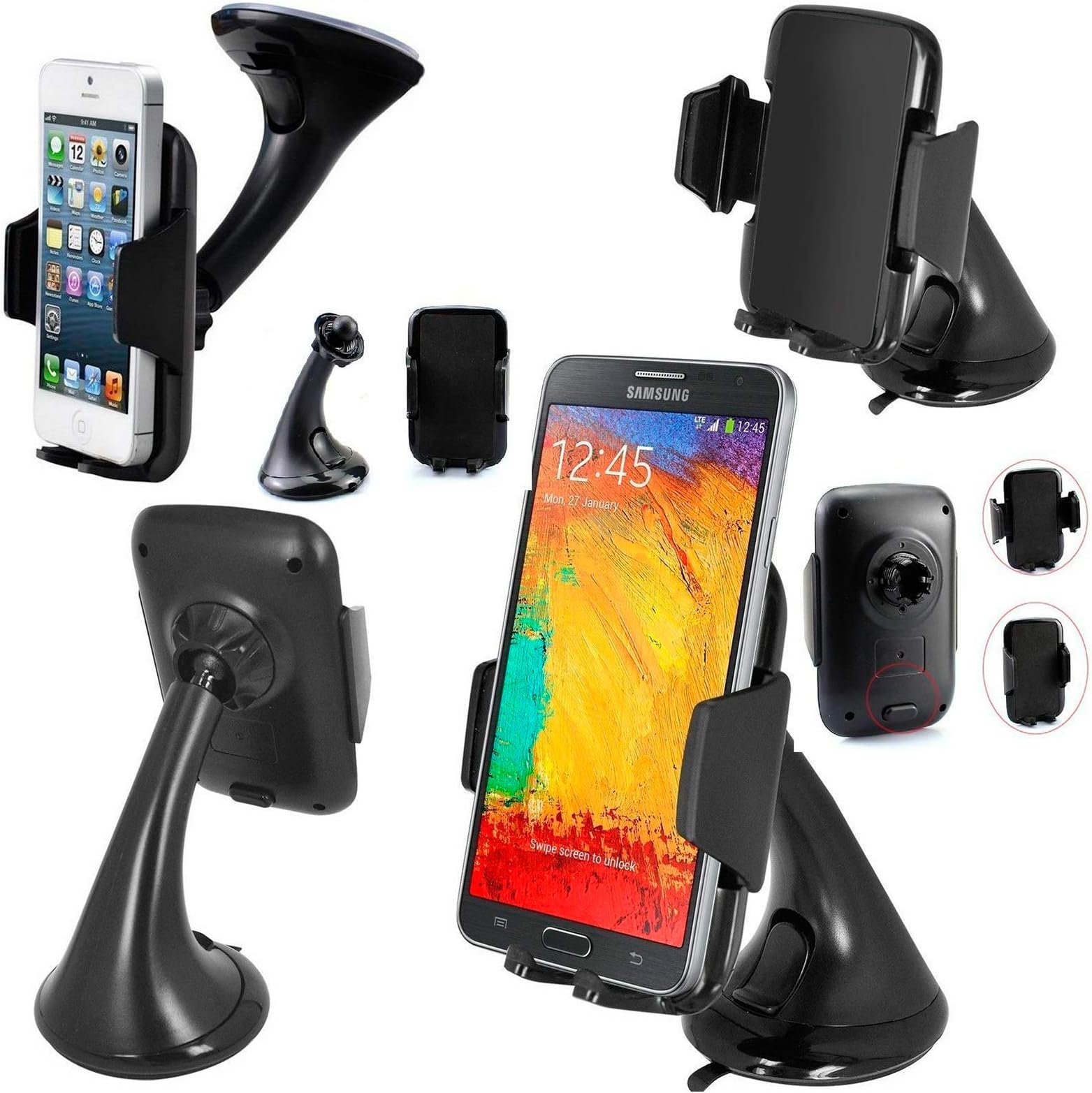 Shopping Zone ExpressCar Phone Holder 360° Rotating Universal Dashboard Mount Cradle Stand Suction Base Interior Windshield Cradle Mount For iPhone, Samsung, Huawei Mobiles Holder