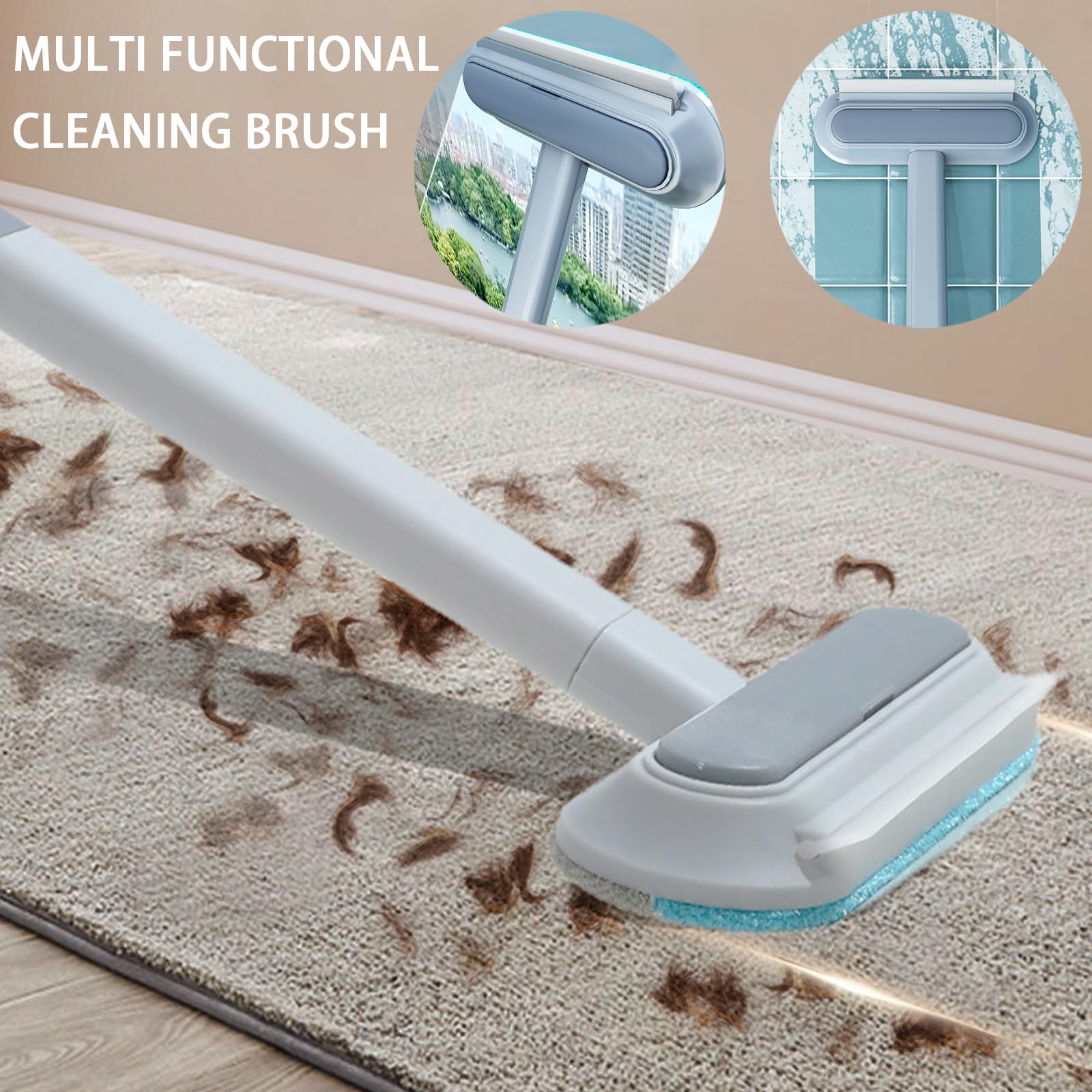 Éliminateur électrostatique 4 en 1 pour Animaux de Compagnie (Lot de 2) avec Tige d'extension - Brosse Anti-Peluches réutilisable pour Poils de Chien et de Chat sur canapé, Tapis