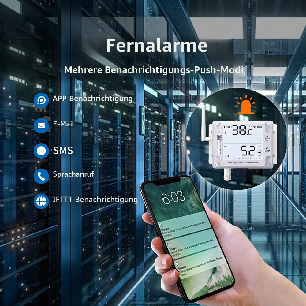 UbiBot GS1-A WiFi Thermometer Hygrometer, kabelloser Temperatur Datenlogger, Fernüberwachung der Luftfeuchtigkeit im Gewächshaus, kostenlose App & E-Mail-Alarm, IFTTT, Alexa (nur 2.4GHz WiFi)