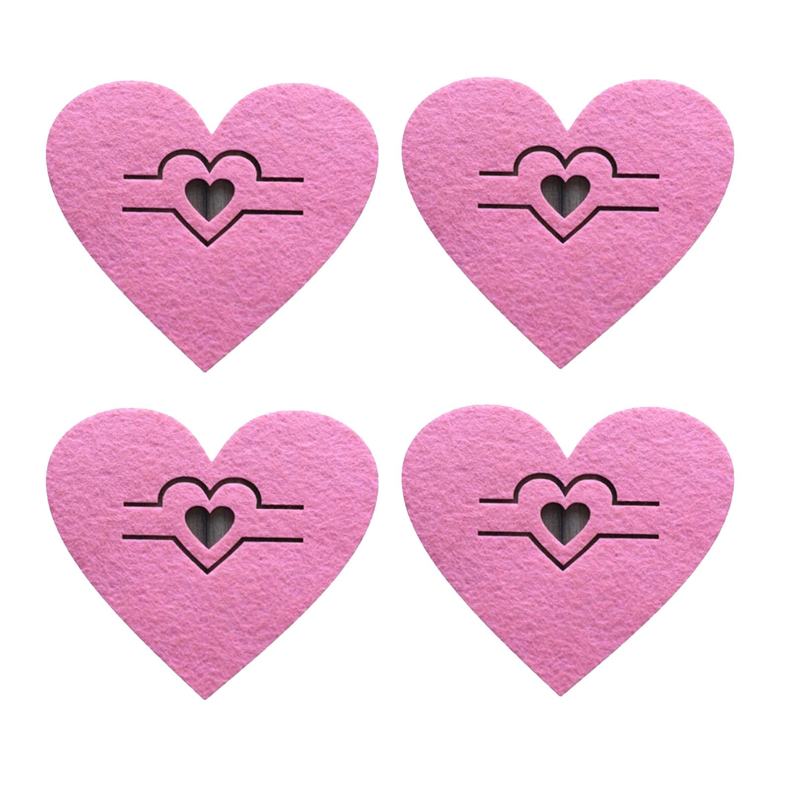 Tsophreniq Of 4 Valentine Themed Heart Silverware Pouches Sturdy Cloth Designs Utensils Holders for Dining Occasion Romance Table Decors