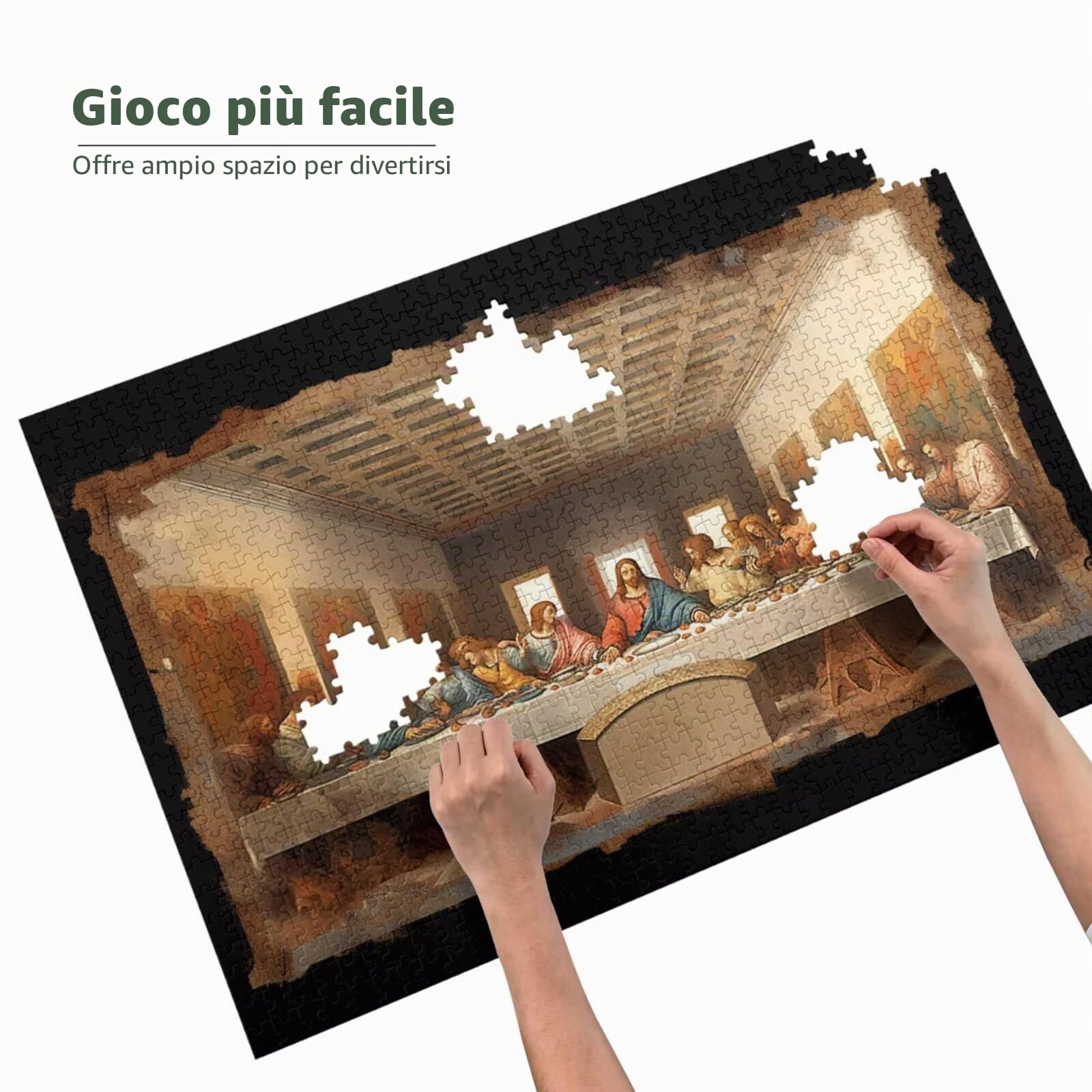 Puzzle 5000 Pezzi L'Ultima Cena Puzzle Gesù Grandi Dimensioni per Adulti Con Scatola di Imballaggio e Immagini di Riferimento, Giochi Rilassamento e Intelligence, Come Regalo per Amici e Amanti M-14