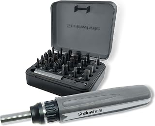 Steinwhale 32 in 1 Ratchet Screwdriver Set with Push-Eject Extension Rod, 48-Tooth Gear Ratchet, Antislip Soft Handle, Magnetic Bit Holder, 30pcs S2 Steel Bits, Excellent Handling and Versatile Use