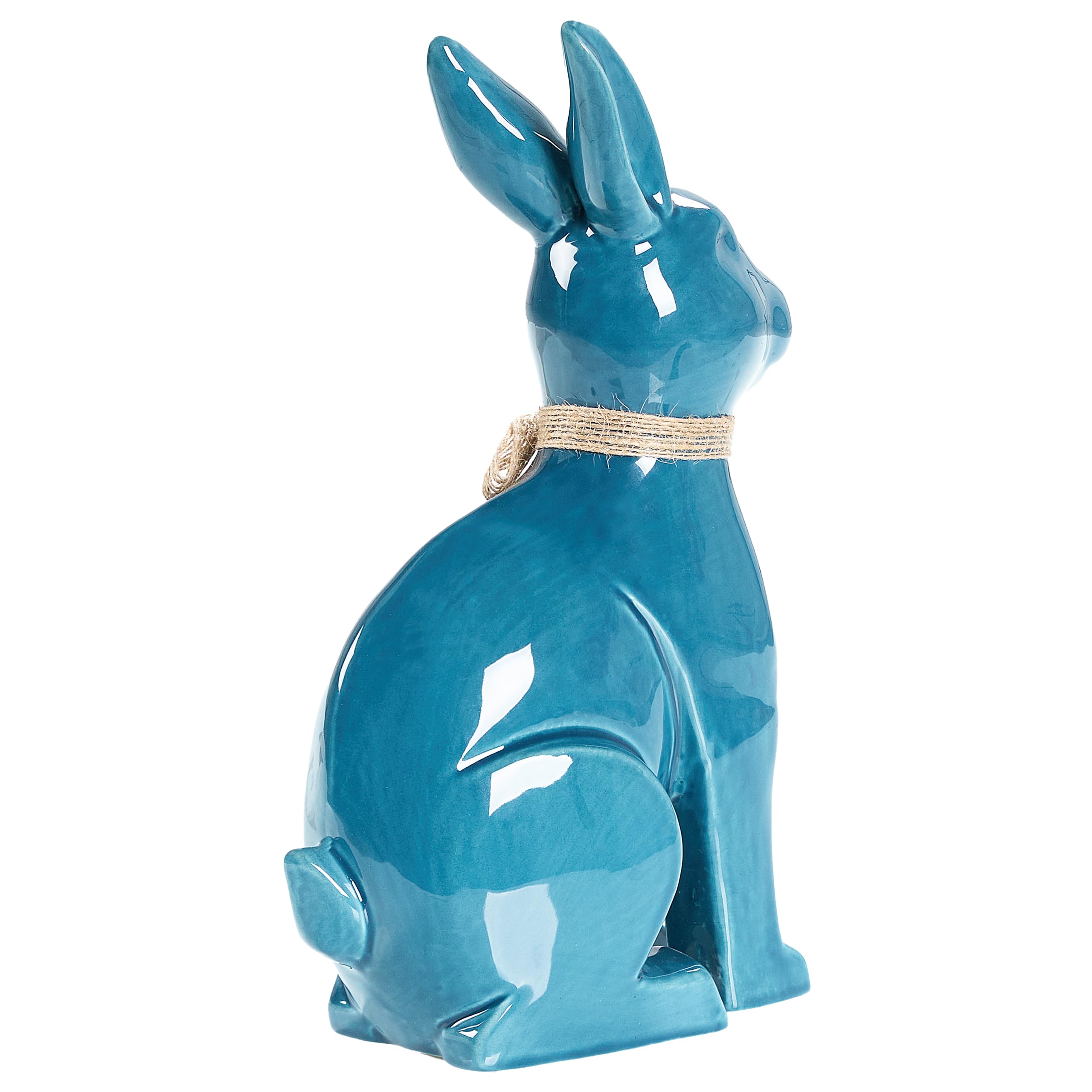 Beliani Figurine Décorative en Céramique Dolomite Lapin de Pâques Accessoires Salon Bureau Bleu Jambles
