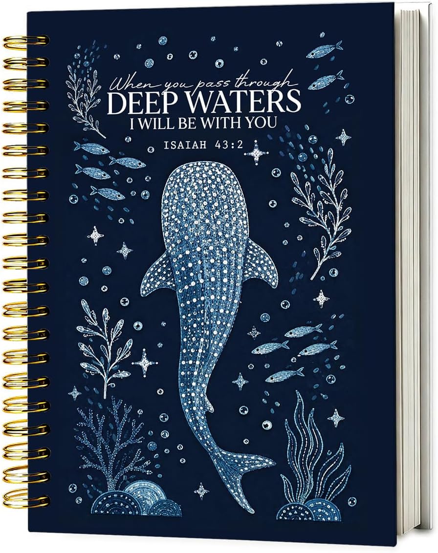Navy Blue Ocean Christian Spiral Notebook 5.5 x 8.3 Inch