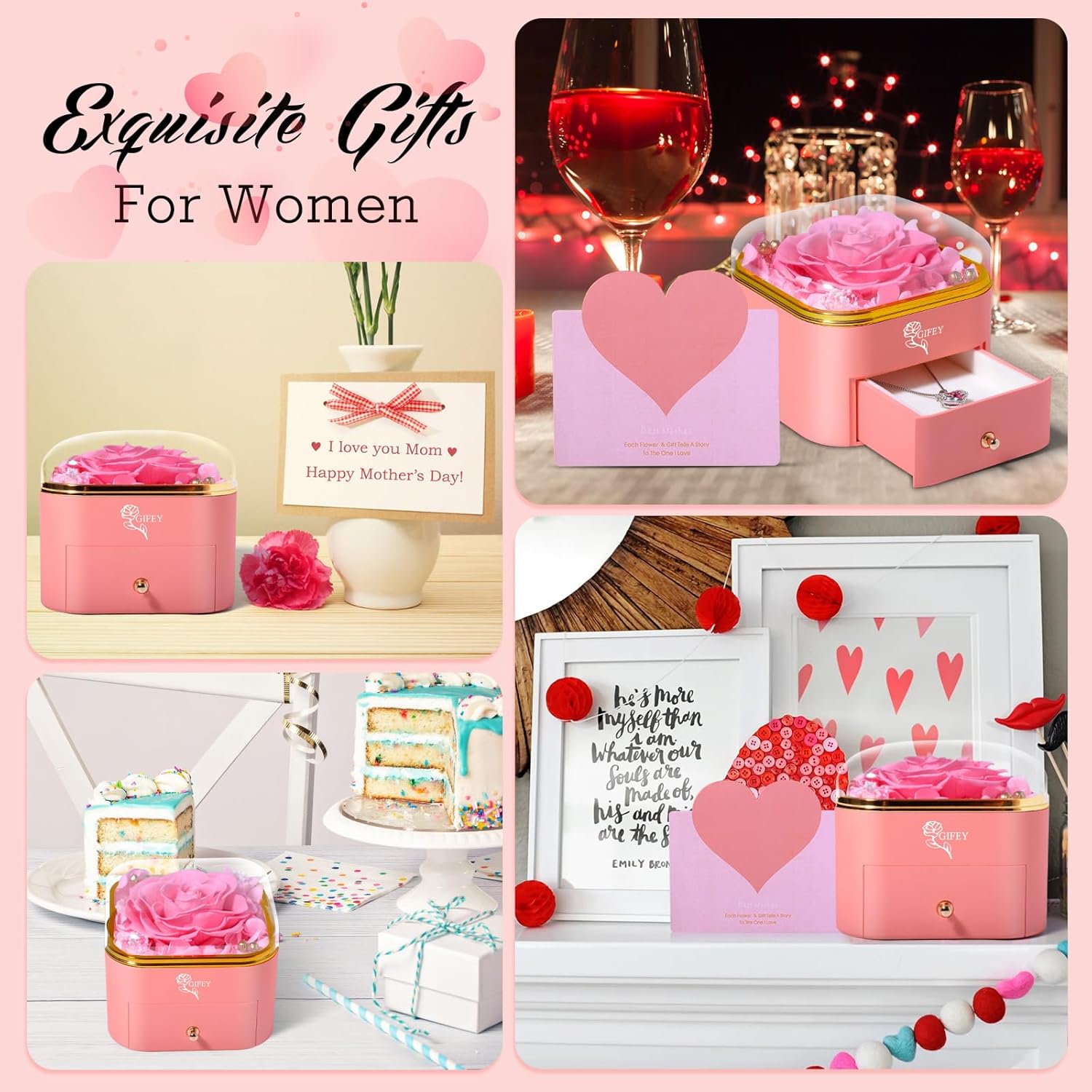 Valentines Day Gifts for Her - Preserved Real Blue Rose with Heart Necklace, Forever Flowers Gifts for Mom Grandma Wife Girlfriend at Christmas, Valentines, Mothers Day, Anniversary or Birthday Gifts for Women to Send Love - Image 3