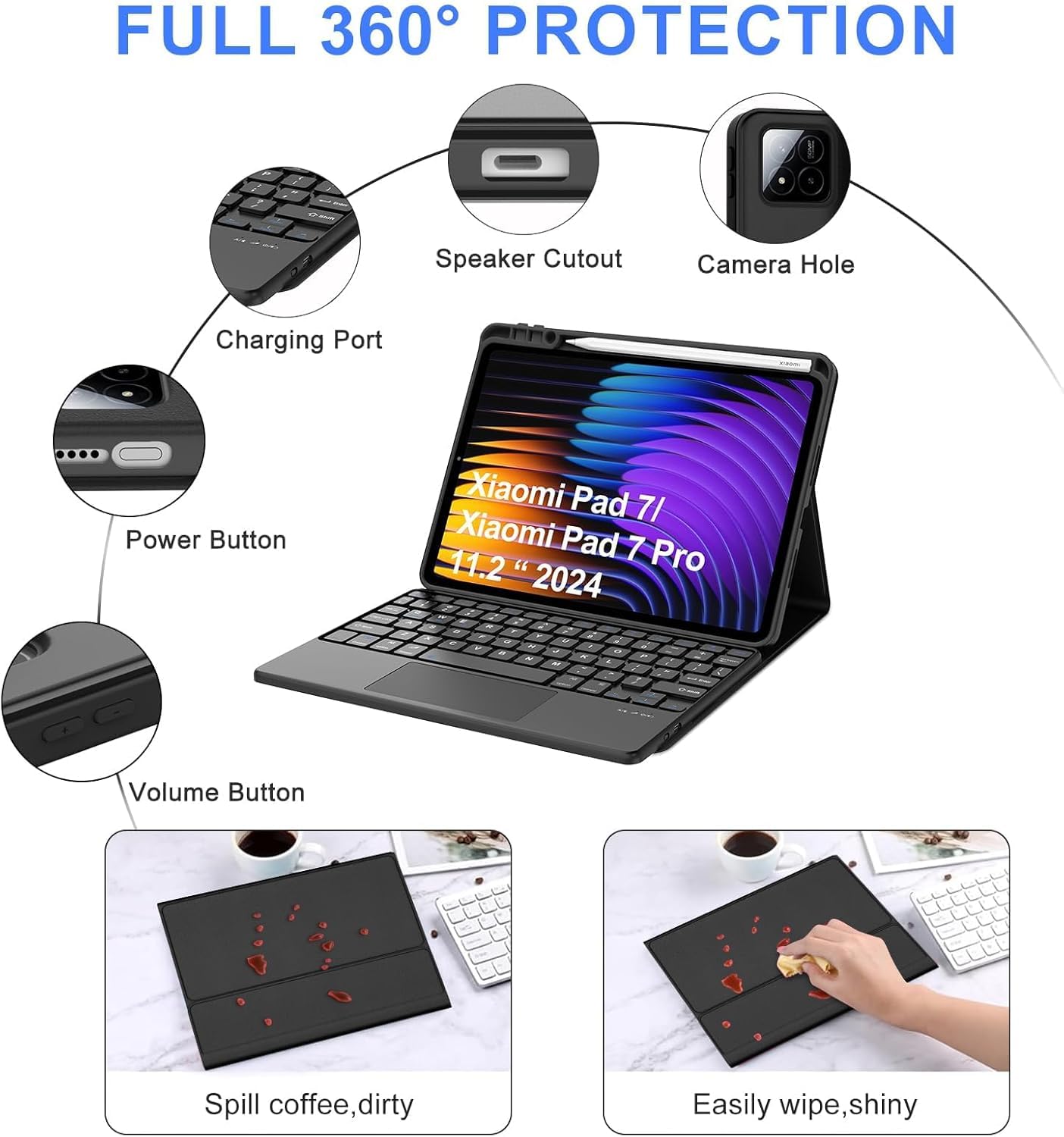 typecase Keyboard Case for Xiaomi Pad 8/Pad 7/Pad 7 Pro (11.2 inch,2026/2025/2024) with Multi-Touch Trackpad,Pen Slot,Multi Viewing Angle with Magnetically Detachable Wireless Bluetooth Keyboard Case — Amazon image 4