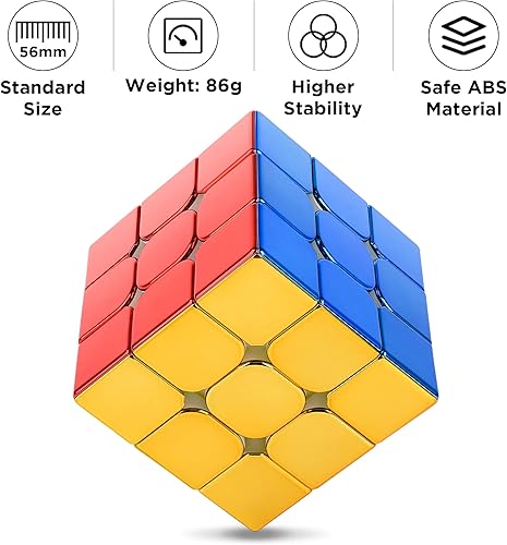 Miniatura 5 de D-FantiX Espejo magnético reflectante de velocidad de 3 x 3 x 3 pulgadas cubo mágico original sin calcomanías para niños cubo mágico 3D rompecabezas