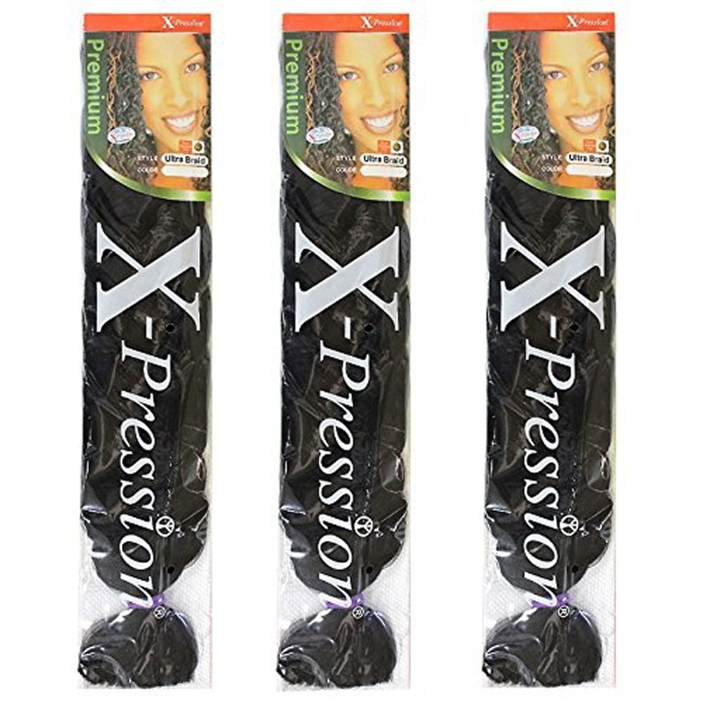 X-pression Premium Original Ultra Braid - Color 1B (Pack of 3)