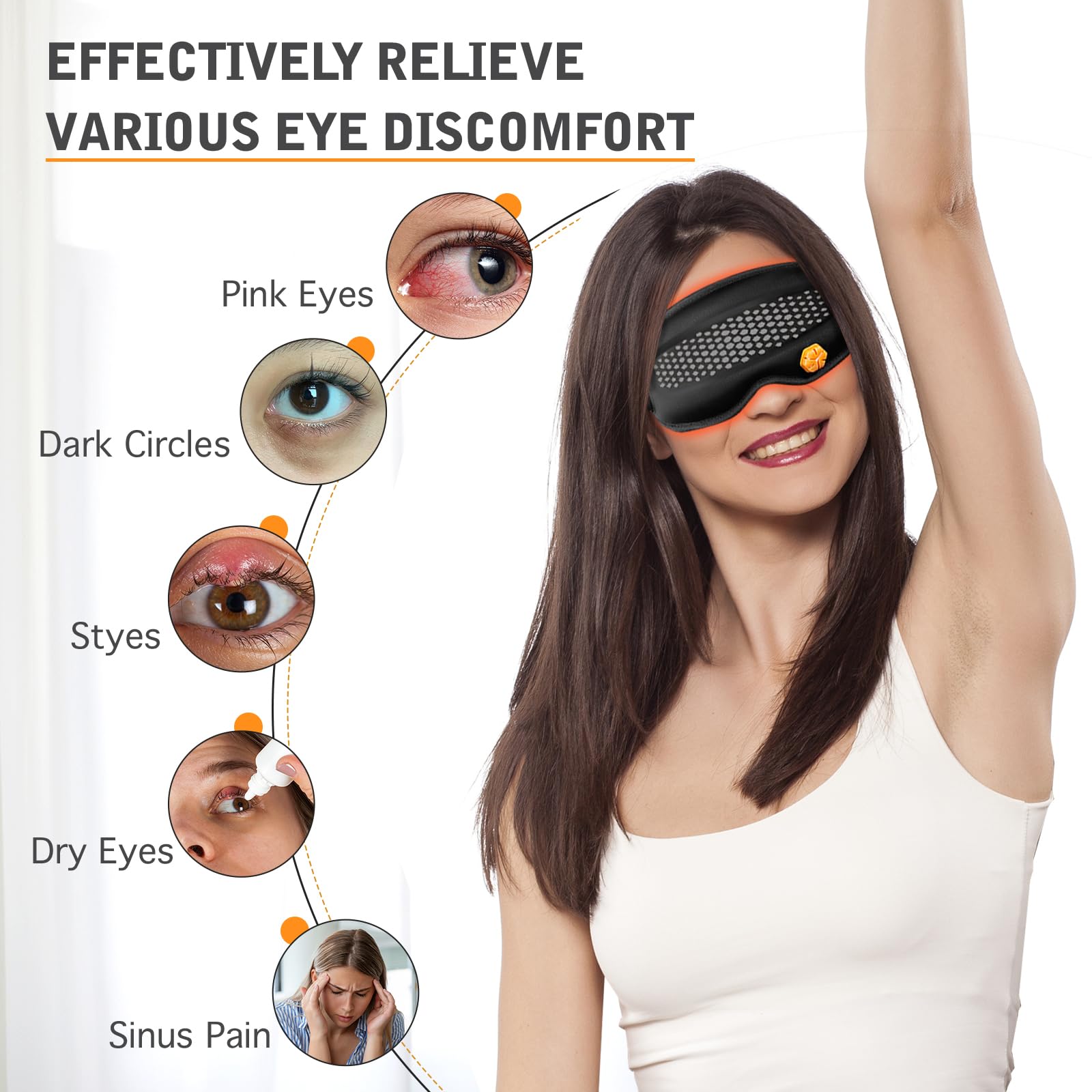 Beheizte Augenmaske mit Öl-Diffusor-Tabletten, 2000 mAh, wiederaufladbar, kabellos, beheizte Schlafmasken für trockene Augen, Augenbehandlung, warme Augenkompresse, lichtblockierende Wärme-Augenmaske
