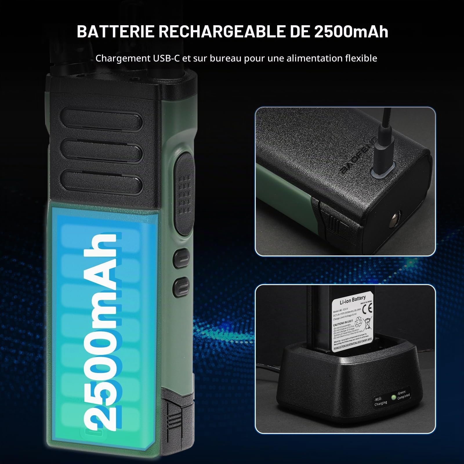 BAOFENG UV-32 10W Radio Amateur Bibande avec GPS, Chirp et Application sans Fil programmable, Récepteur AM/FM, 1000 canaux, 10 Zones, Talkie-walkie Longue portée