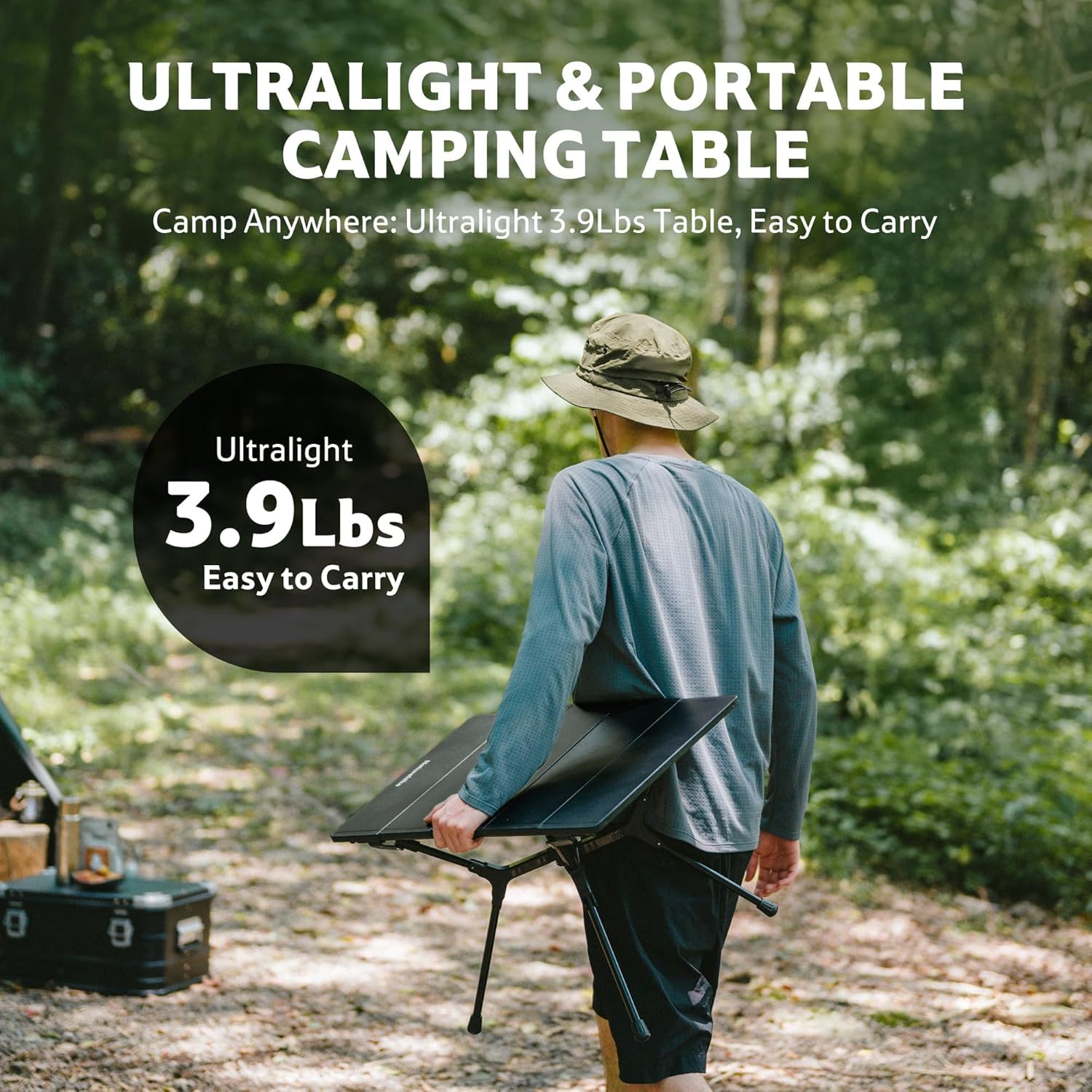 Naturehike Składany stół kempingowy z aluminium, na kemping, składany, lekki, na piknik, imprezę, do ogrodu, wędrówek, podróży, składany stół z torbą do przenoszenia