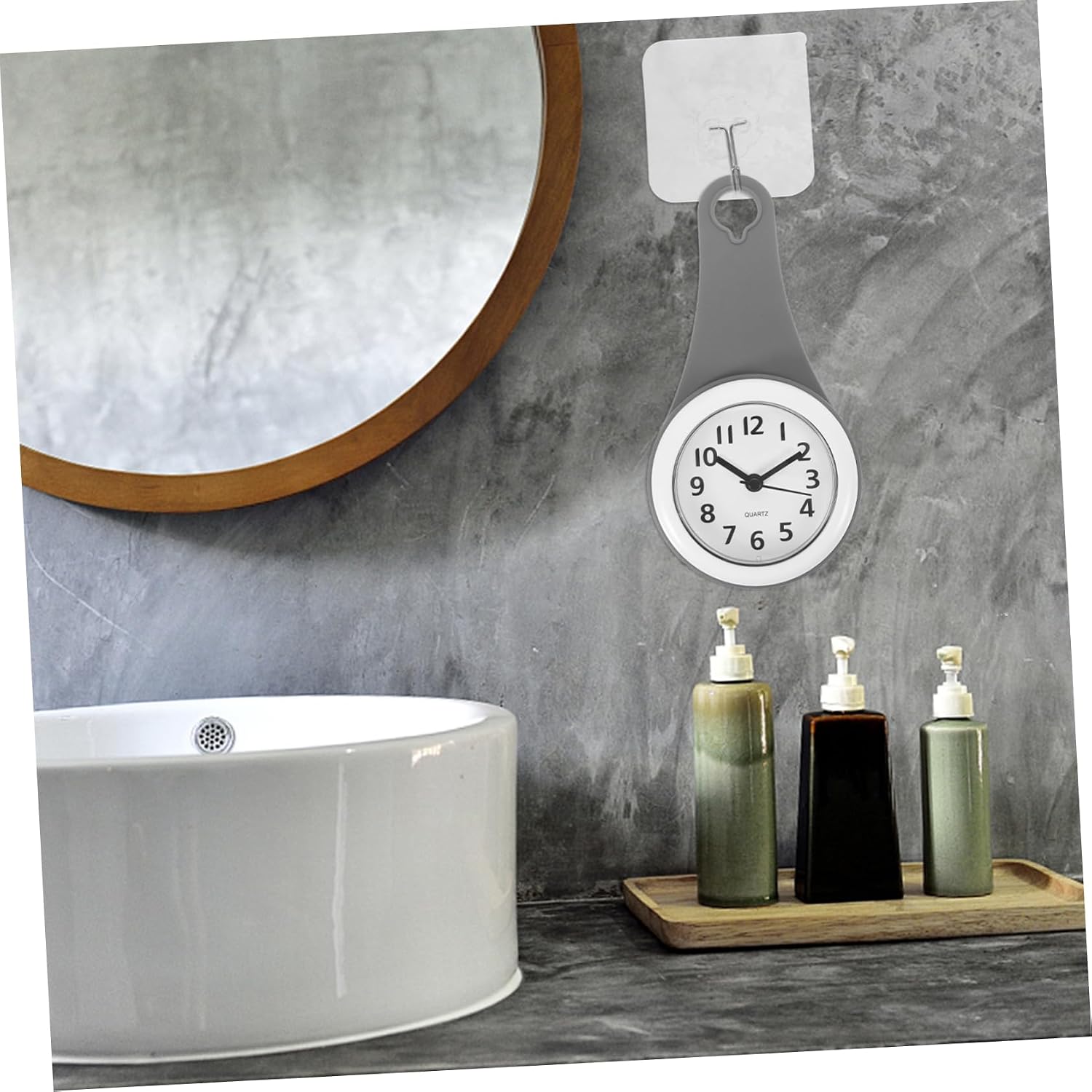 Cabilock Modern Style Large Digital Clock Anti-Fog Bathroom Shower Wall Clock Battery Operated for