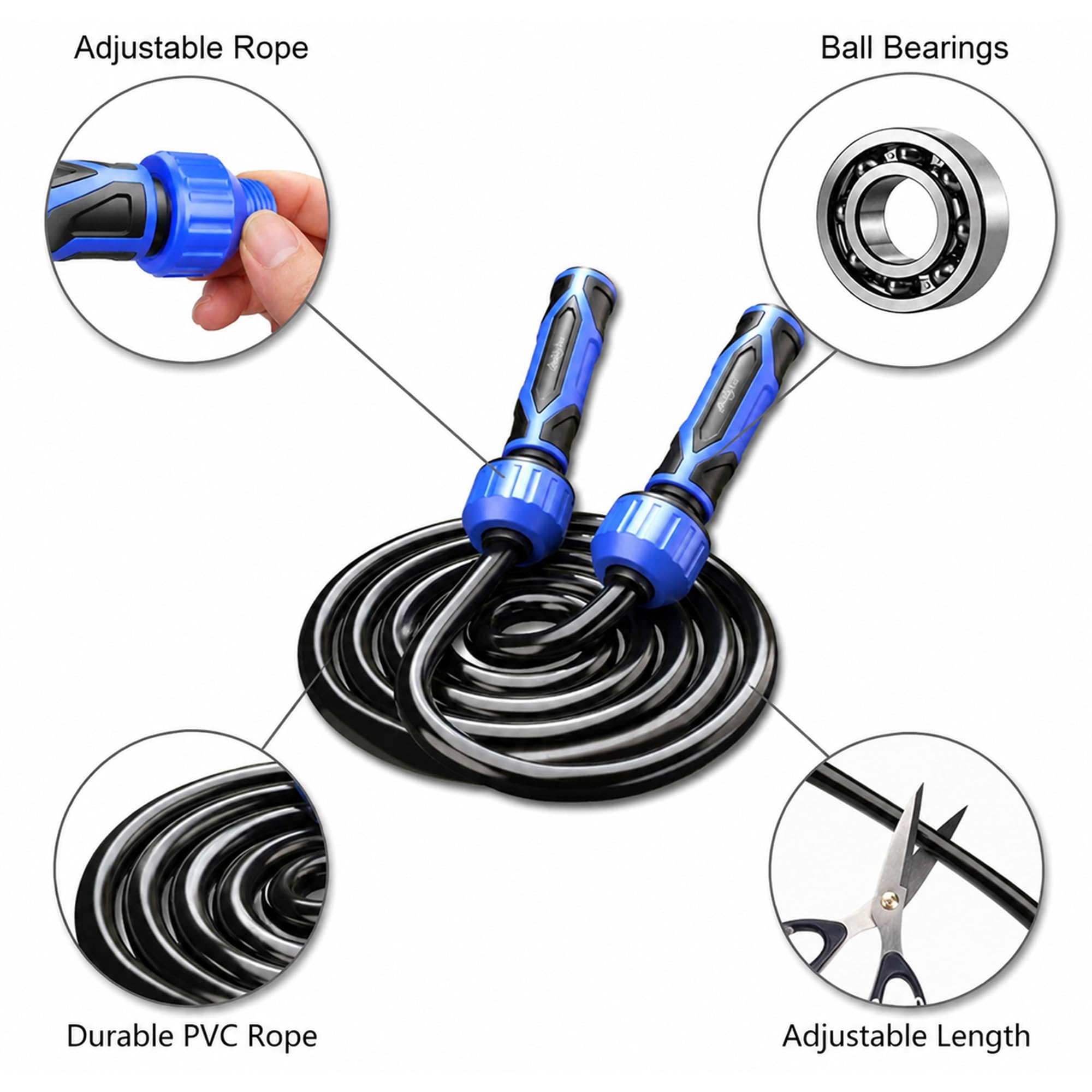 Buddy Lee - Corda per saltare pesata, 0,7 kg, resistente corda in PVC da 10 mm, con lunghezza regolabile, manici Power Grip e custodia per il trasporto, corda per saltare (rosso e nero)
