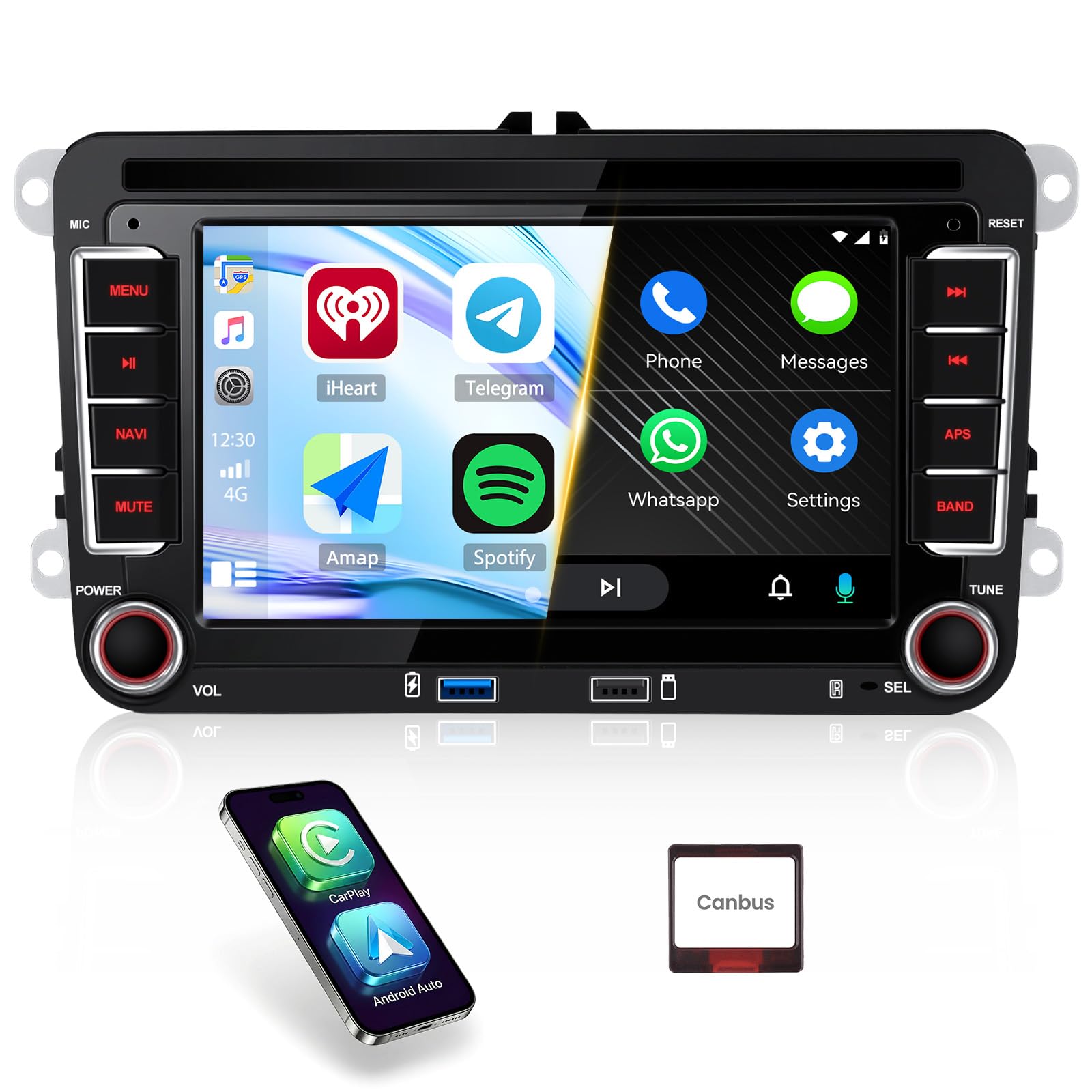 CAMECHO VW Carplay Autoradio pour VW Passat B6/B7 2005-2014 Golf 5 Golf 6