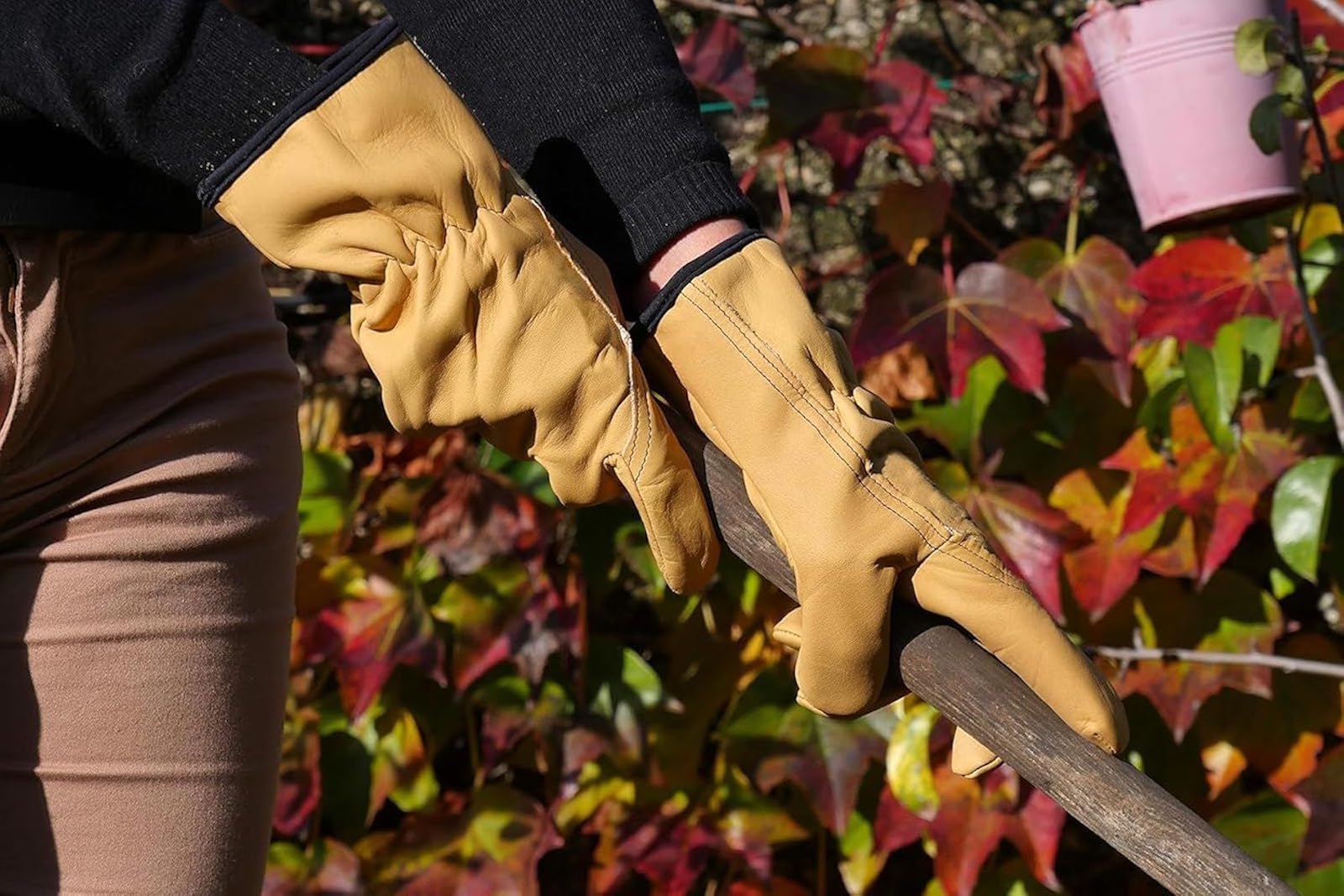 Guantes ROSTAING TRADITION - Par de Guantes de Jardinería en Piel Tratada Hidrófuga - Todo trabajo en ambientes secos y húmedos - Plantar, cavar y escardar - Cómodos y Tradicionales