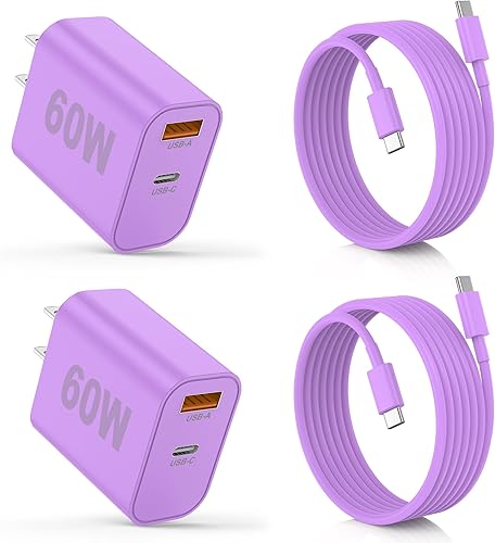 Miniatura 16 de Cargador para iPhone 17/16/15 Pro/Pro Max, cargador de pared USB-C de doble puerto con PD 40 W y carga rápida QC 20 W, cable USB-C de 6 pies para