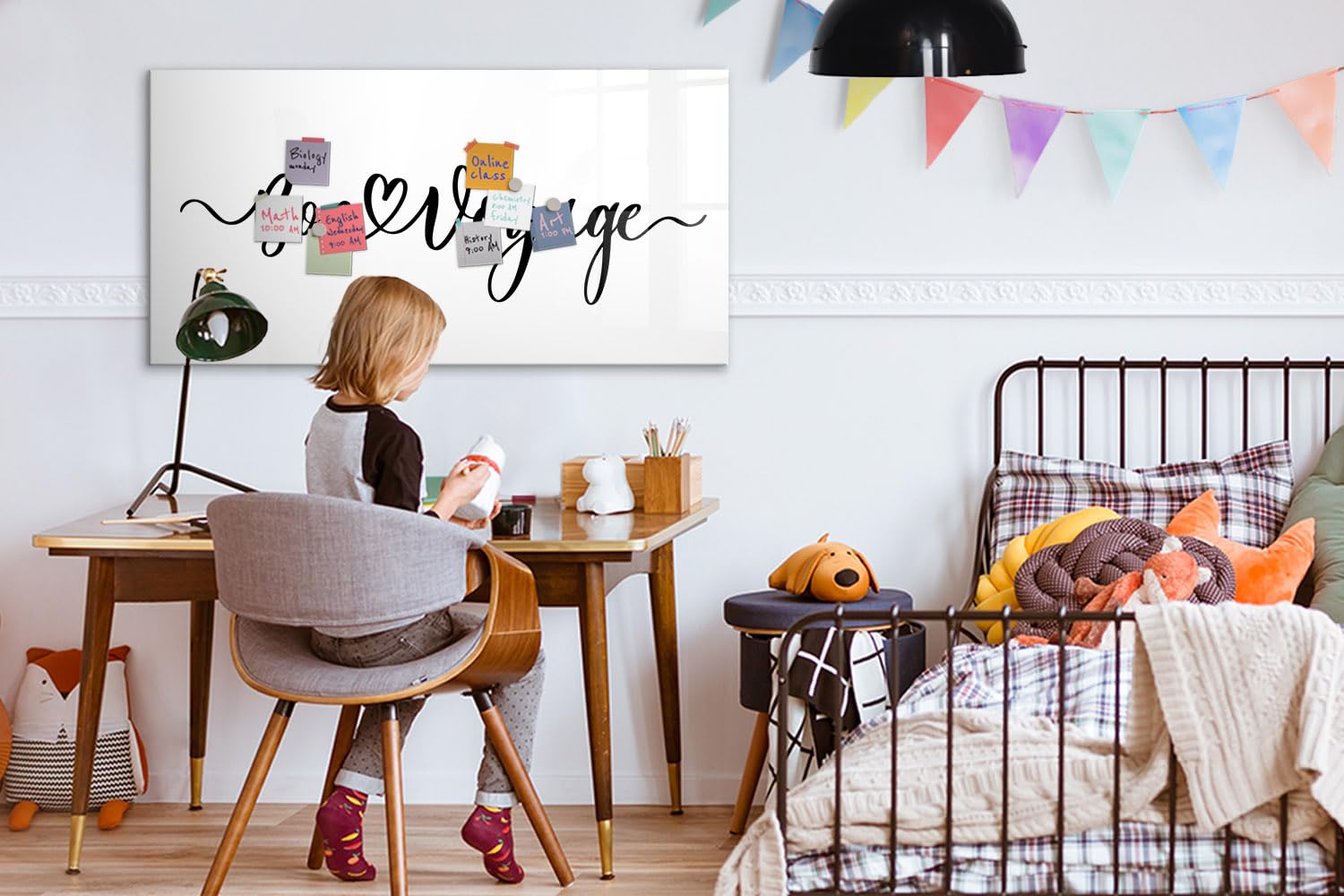 Premium Wand-Glasboard magnetisch mit Zubehör | Neodym-Magnete, Marker & Schwamm | Ideal für Notizen, Planung & Präsentationen- 120x60 - Inschrift Gute Reise
