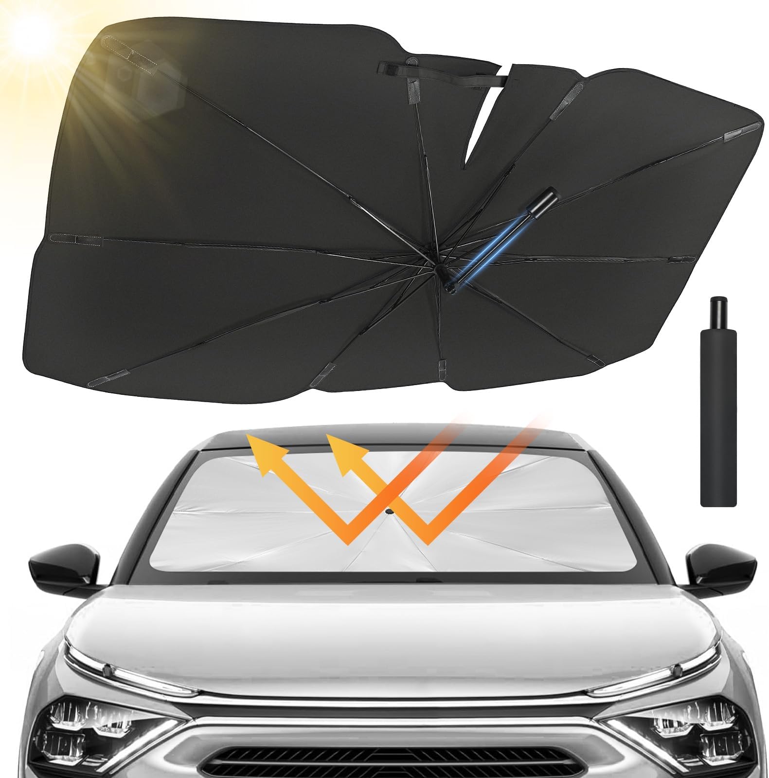 Pare Soleil Voiture Brise Avant Pour Toyota CHR SUV 2016-2020, Auto-adhésif Pliable Auto Avant-FenêTre Pare-Soleil Couverture Parapluie Protection Bloque Anti Chaleur UV RéFlecteur Solaire