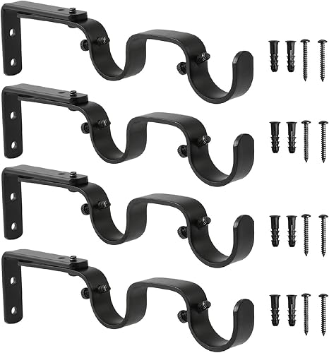 Miniatura 9 de Anndason Soportes de barra de cortina resistentes ajustables para barra de cortina de 1 pulgada (2 unidades, plateado)