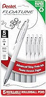Vista 1 de Pentel Floatune - Bolígrafo roller retráctil, punta gruesa de 1,0 mm, tinta negra, paquete de 5 unidades (BY210PF5A)