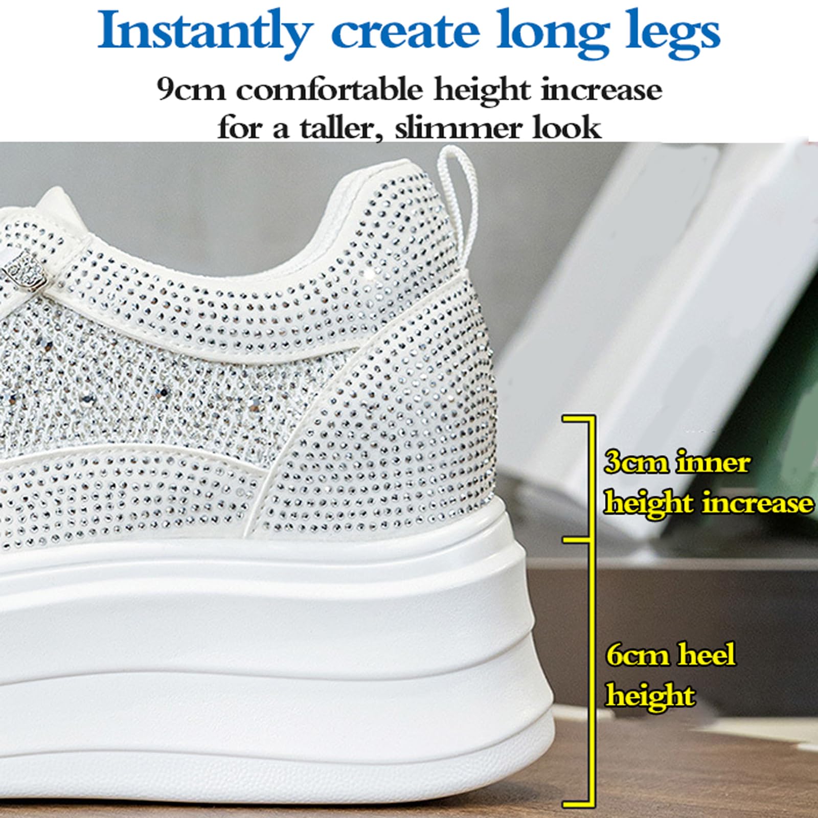 Sneakers Donna con Zeppa,Scarpe con Zeppa Interna Donna,Scarpe da Ginnastica Sneakers Zeppa,Comode,Piattaforma,per Camminata Quotidiana(Aumento dell'altezza Interna di 3 cm)