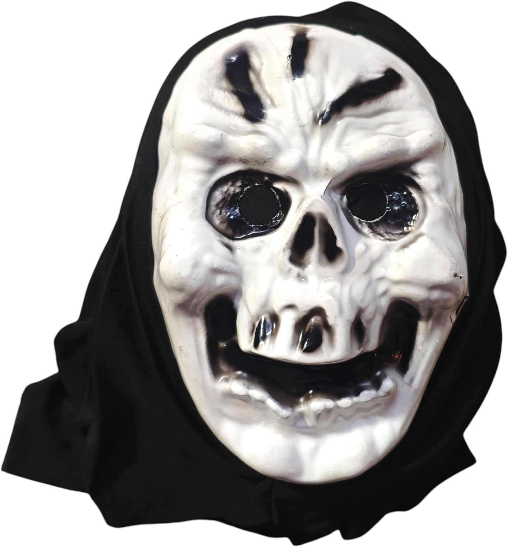 Ghost Face Mask For Kids & Adults | Black & White Plastic Horror Costume Mask | Halloween Party Fancy Dress Accessory For Carnival Cosplay Masquerade Stage Show Events | Free Size (Pack of 2)
