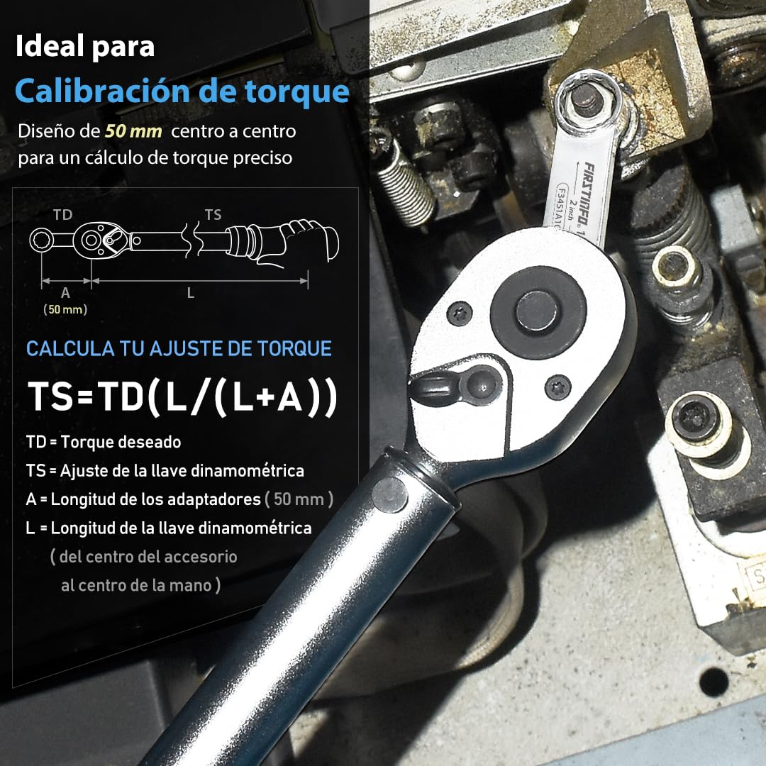 FIRSTINFO F3451A Juego de adaptadores de par métricos de 12 puntos con boca de estrella accionamiento de 3/8 pulgadas 10 piezas en acero cromo vanadio con bandeja de espuma EVA y estuche de transporte