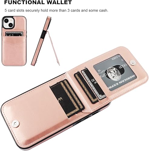 Miniatura 4 de KIHUWEY Compatible con 15 fundas tipo cartera con tarjetero de crédito, cierre magnético de cuero de primera calidad, función atril, funda