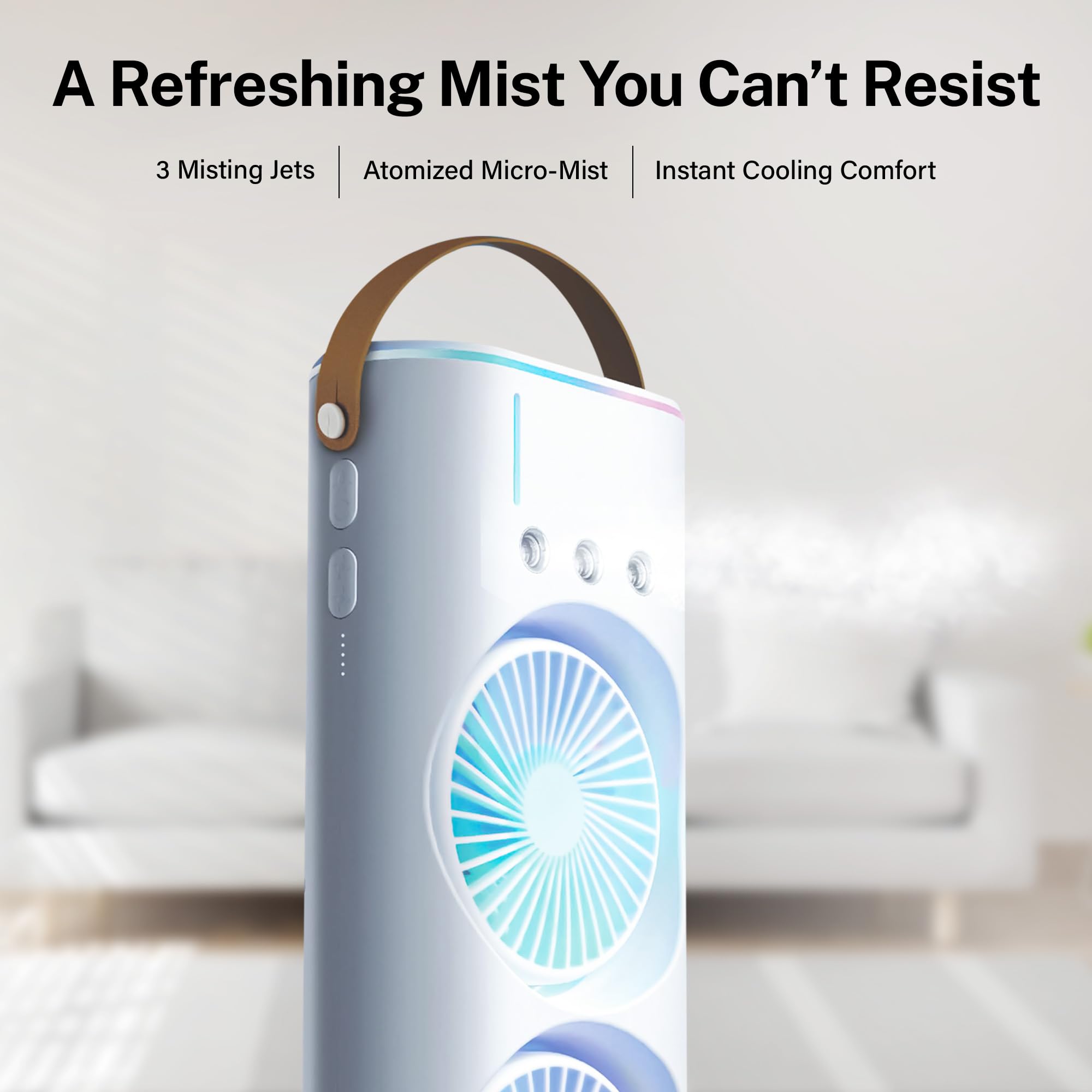 Aqua Air Misting Fan Portable Rechargeable Cooling Fan, Personal