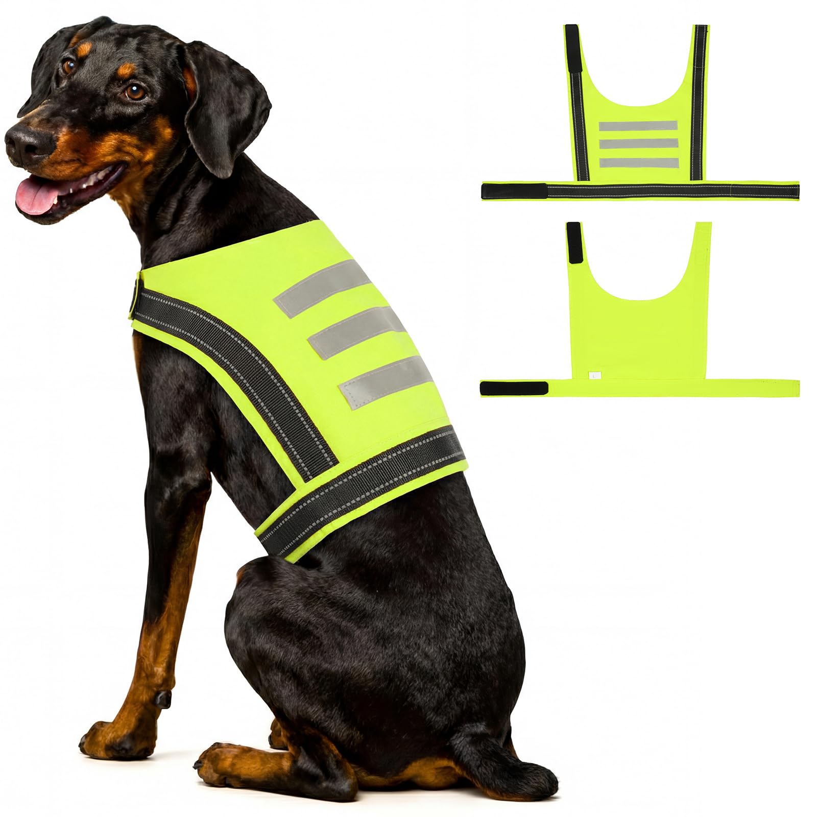 OUOBOB Reflective Dog Safety Vest, Breathable Mesh Design with Adjustable Magic Tape, High-Visibility for Night & Urban Walks (2XL, Green)
