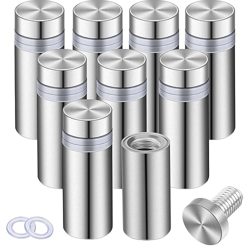 Miniatura 49 de Pelopy 8 tornillos de separación de letreros para anuncios, soportes de pared de acero inoxidable, clavos acrílicos de vidrio (1 x 1 pulgada)