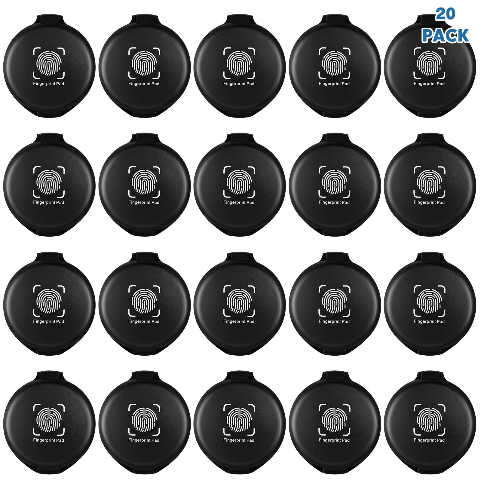 20 almohadillas de tinta para huellas dactilares, mini almohadillas de tinta de sello negro para suministros de notario, identificación, seguridad, uso en casa y oficina