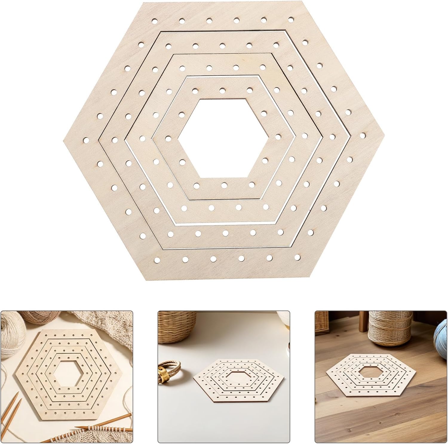 Wooden Hexagon Craft Weaving Loom Kit for Easy Beginner Projects