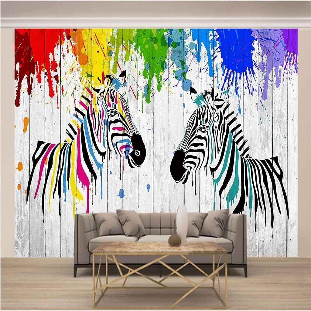 Amazon 塗装動物シマウマ 壁紙 3d 寝室の壁紙壁画自己粘着リビングルーム写真壁画ポスター現代の壁の壁紙オフィス研究ソファテレビの背景 250x175 Cm 壁紙