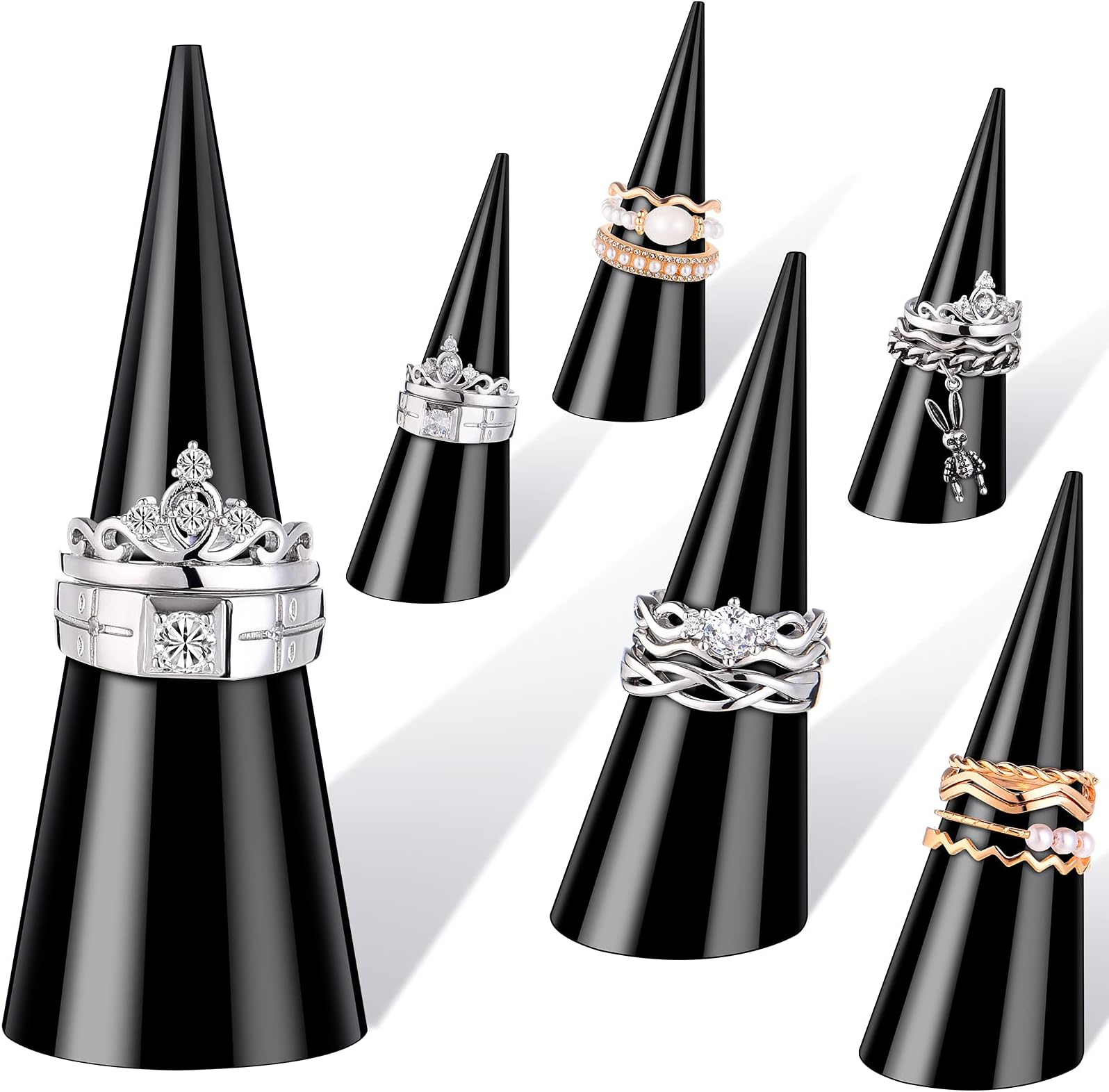 Clear Acrylic Crystal Ring Holder Acrylic Ring Display Jewelry Holder Wedding Display Cone Support Single Finger Rings Showcase Stand for Jewelry