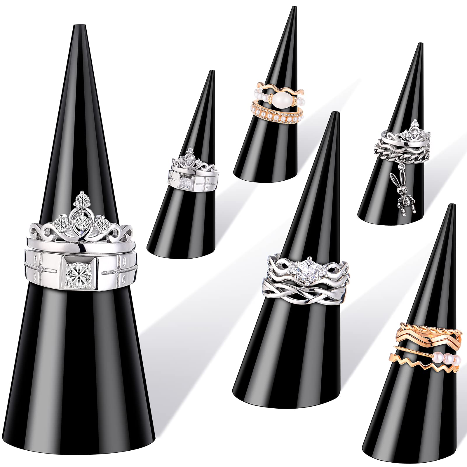 JetecClear Acrylic Crystal Ring Holder Acrylic Ring Display Jewelry Holder Wedding Display Cone Support Single Finger Rings Showcase Stand for Jewelry
