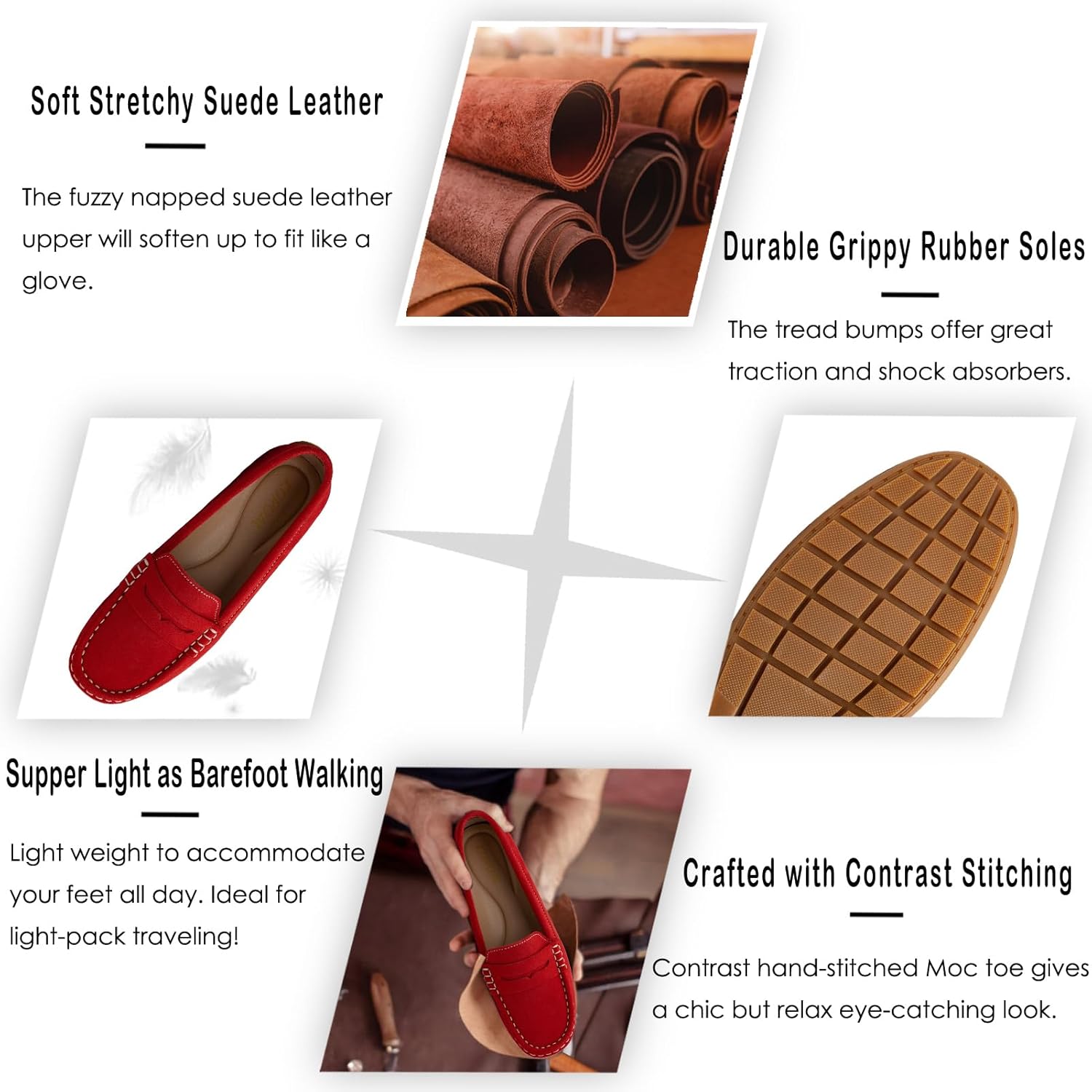 KORDAL Women's Comfortable & Lightweight Suede Leather Penny Loafers Slip-Ons Cute Business Casual Dress Shoes Work Office Flats Everyday Walking Shoes Driving Mocs for Women - Image 4