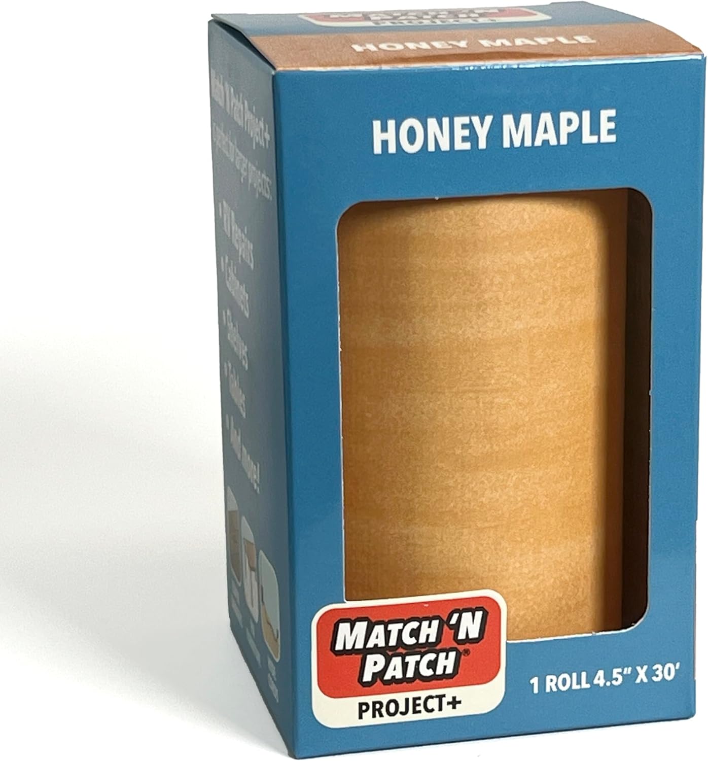MATCH 'N PATCH Project+ Wood Grain Repair Tape - Honey Maple, 4.5 in x 30 ft (1-Pack) – Wood Grain Colored Duct Tape for Mirror Frame, Trim, Borders, Floor and Other Furniture, Scratch Repair Kit