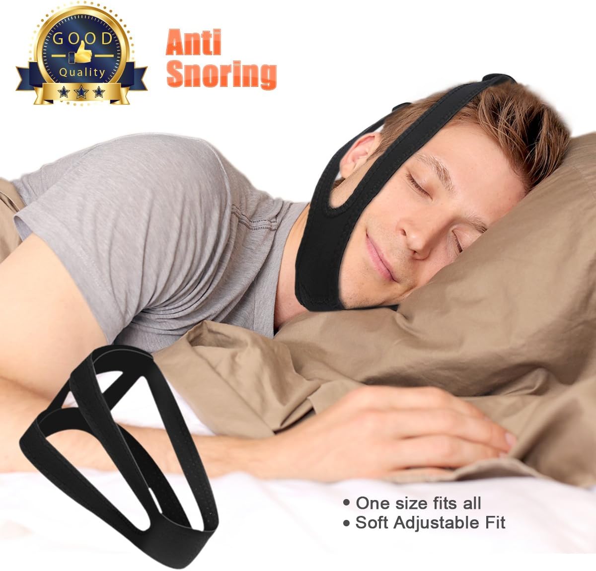 Dreamerd Anti Snoring Chin Strap,Adjustable Stop Snoring Jaw Strap Support Mouth Breathing Strap for Men and Women