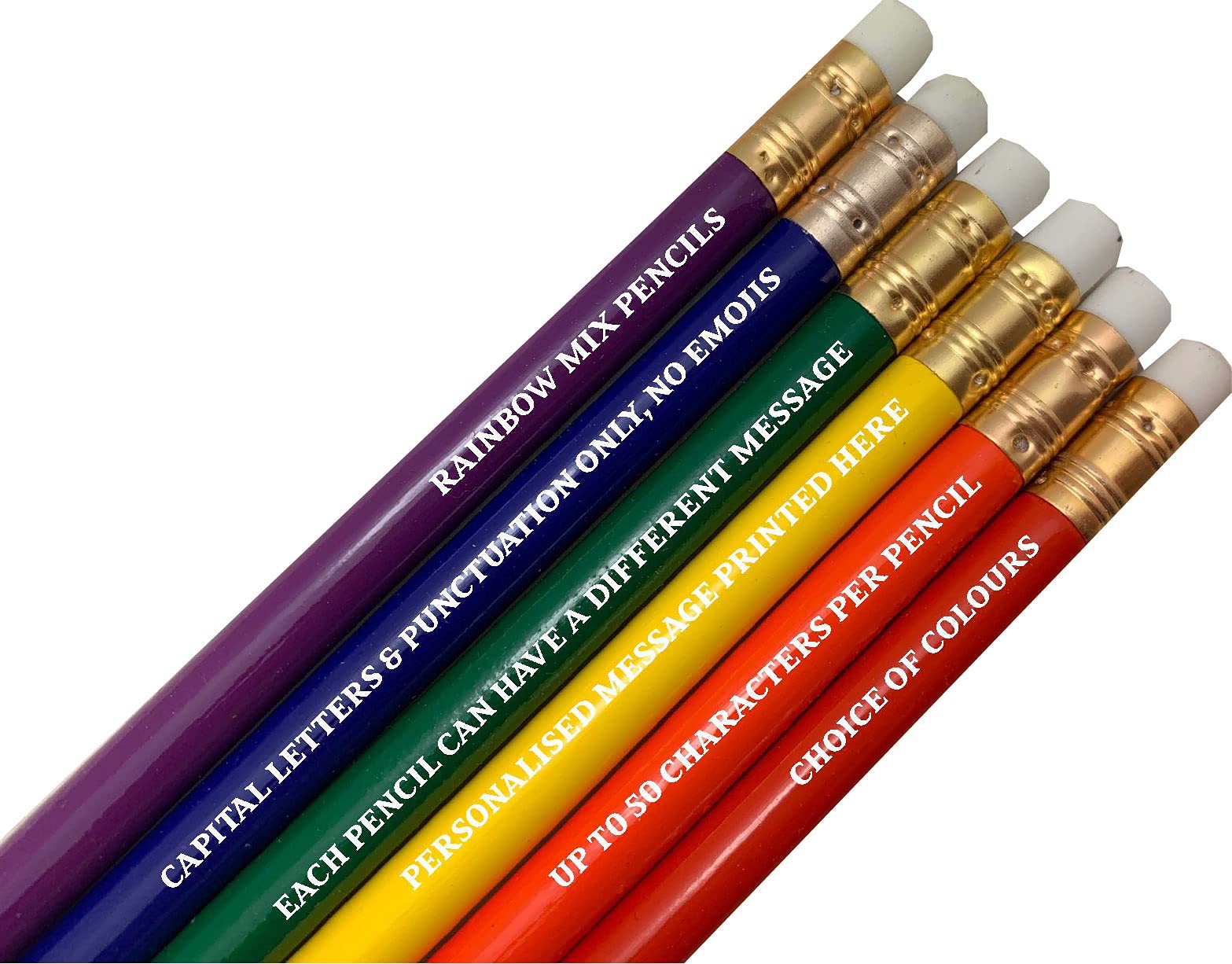 Personalised Pencils - Choice of Colours and Quantities (Rainbow Mix (Red,Orange, Yellow, Green, Blue & Purple), 200 Pencils) โ image 1