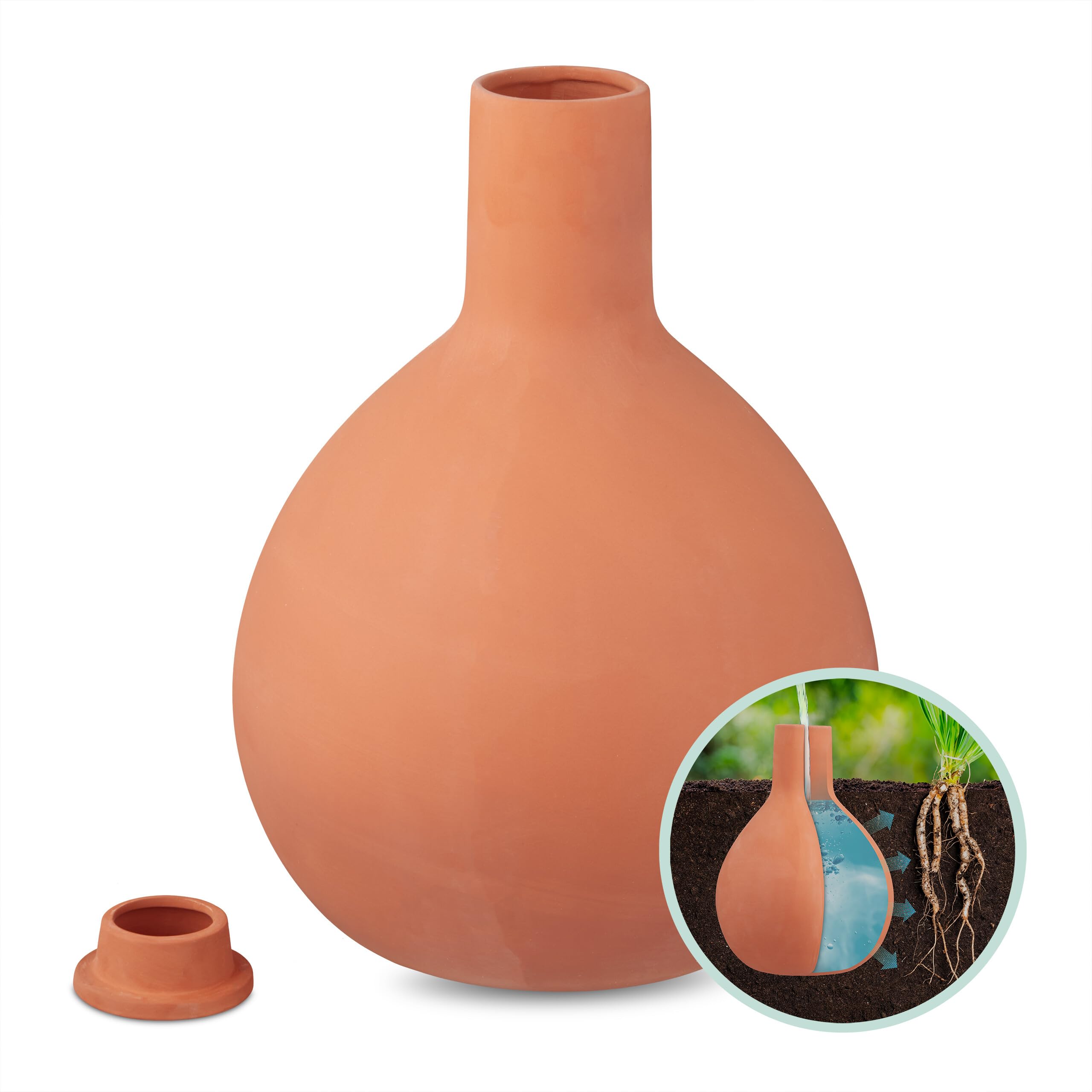 Relaxdays Olla d'arrosage, 7,5 l, céramique, Potager surélevé & Serre, Moins de Perte d'eau, Pot Terre Cuite, Terracotta