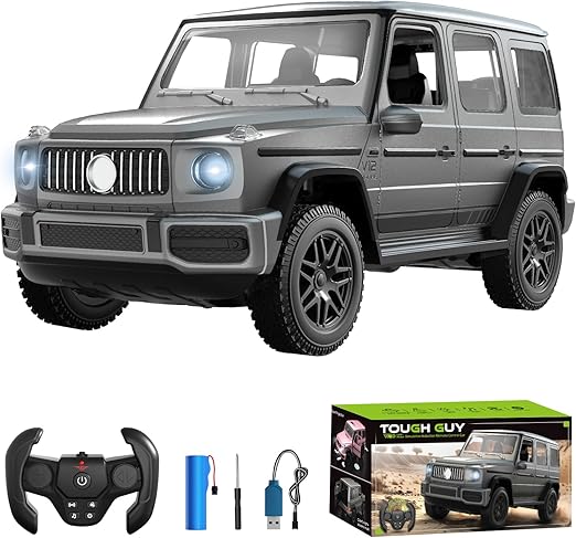 fisca Off-Road Remote Control Car, 1:14 Scale RC Off-Road Toy Car, Doors Open/Sound and Light, 2.4G Electric Jeep Simulation Induction Remote Control Car Light Music Gesture Induction Toy RC Truck