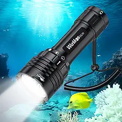 Wurkkos Luz de mergulho DL30 – Lanterna subaquática superbrilhante máxima de 3600 lúmens 5000K 90CRI 100 m para mergulho, lanterna submersível à prova d'água IPX-8 com carregador USB