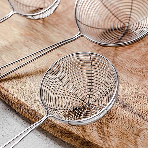 Miniatura 2 de Vctitil Juego de 3 coladores redondos de acero inoxidable para ollas calientes, cuchara coladora para freír y cocinar, utensilios de cocina, colador