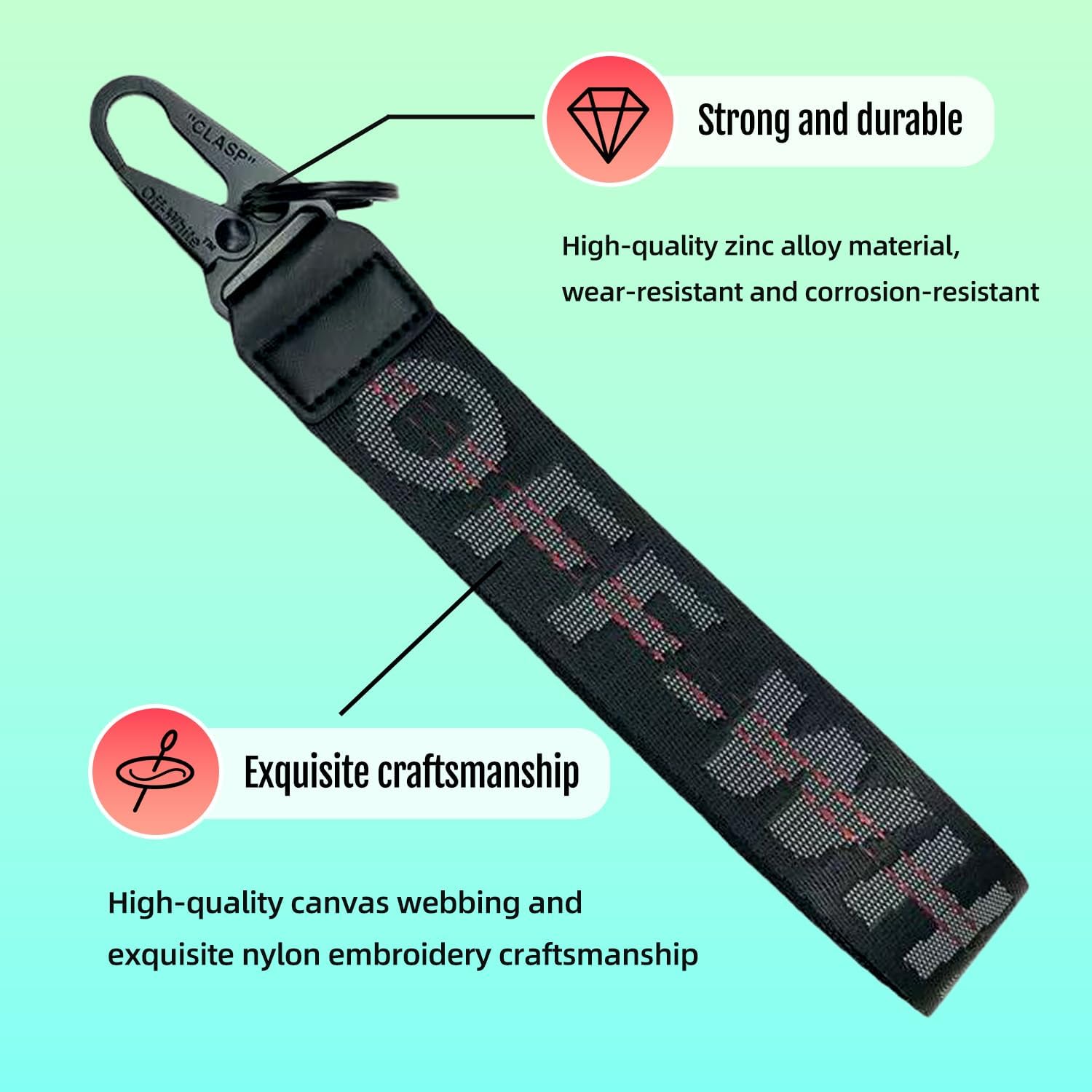 Stylish Fabric Car Keychain Lanyard - Key Ring for Cars, Keys, Wallets Jeans Decoration, Trendy Car Accessory