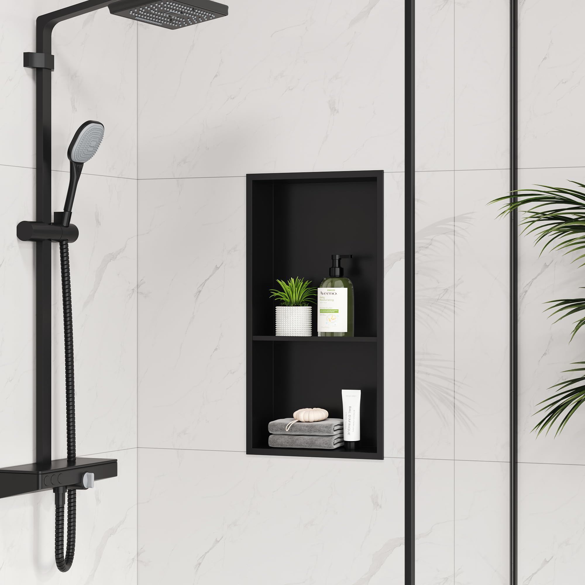 Neodrain Shower Niche Insert Tile-Ready Recessed Wall Niche for Shower Organizer - Stainless Steel No Tile Needed Built-in Bathroom Shelf, 2-Tier12x24