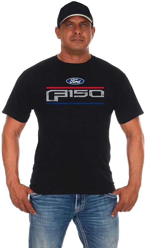 Camiseta Masculina JH DESIGN GROUP Ford F150 com Logo Distressed, Gola Careca, Manga Curta, Preta, FRD803USF9